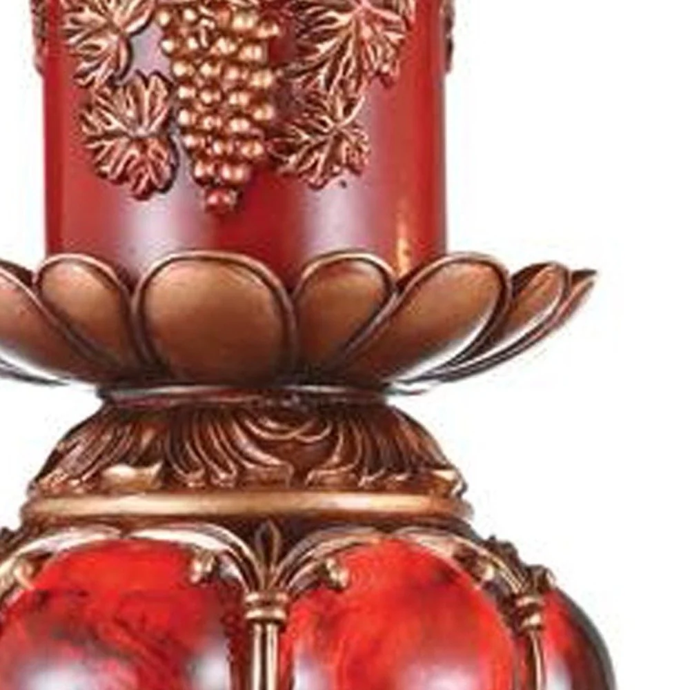 Brown and Red Faux Marble Tabletop Candle Holder and Candle By Homeroots - Image 4