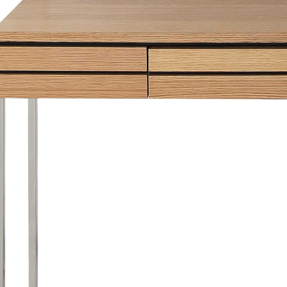 Brown and Silver Frame Console Table And Drawers By Homeroots - Image 7