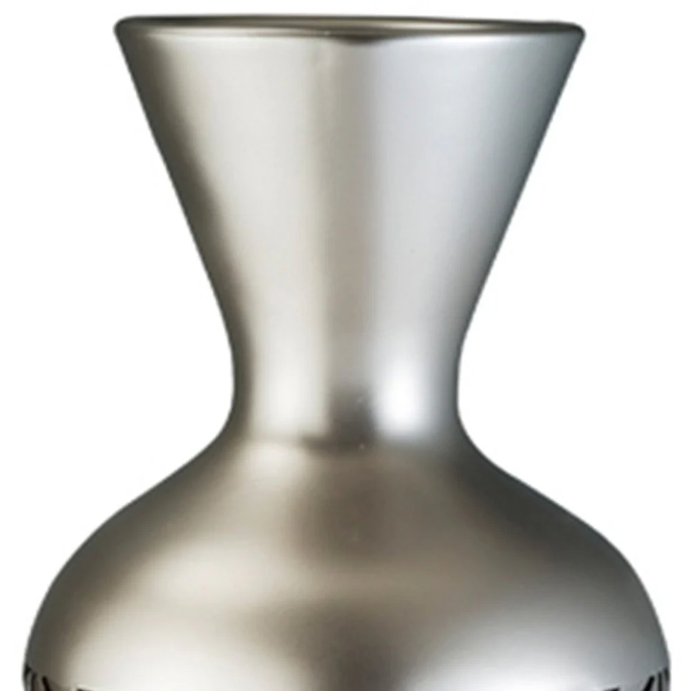 Brown and Silver Geometric Cylinder Polyresin Floor Vase By Homeroots - Image 4