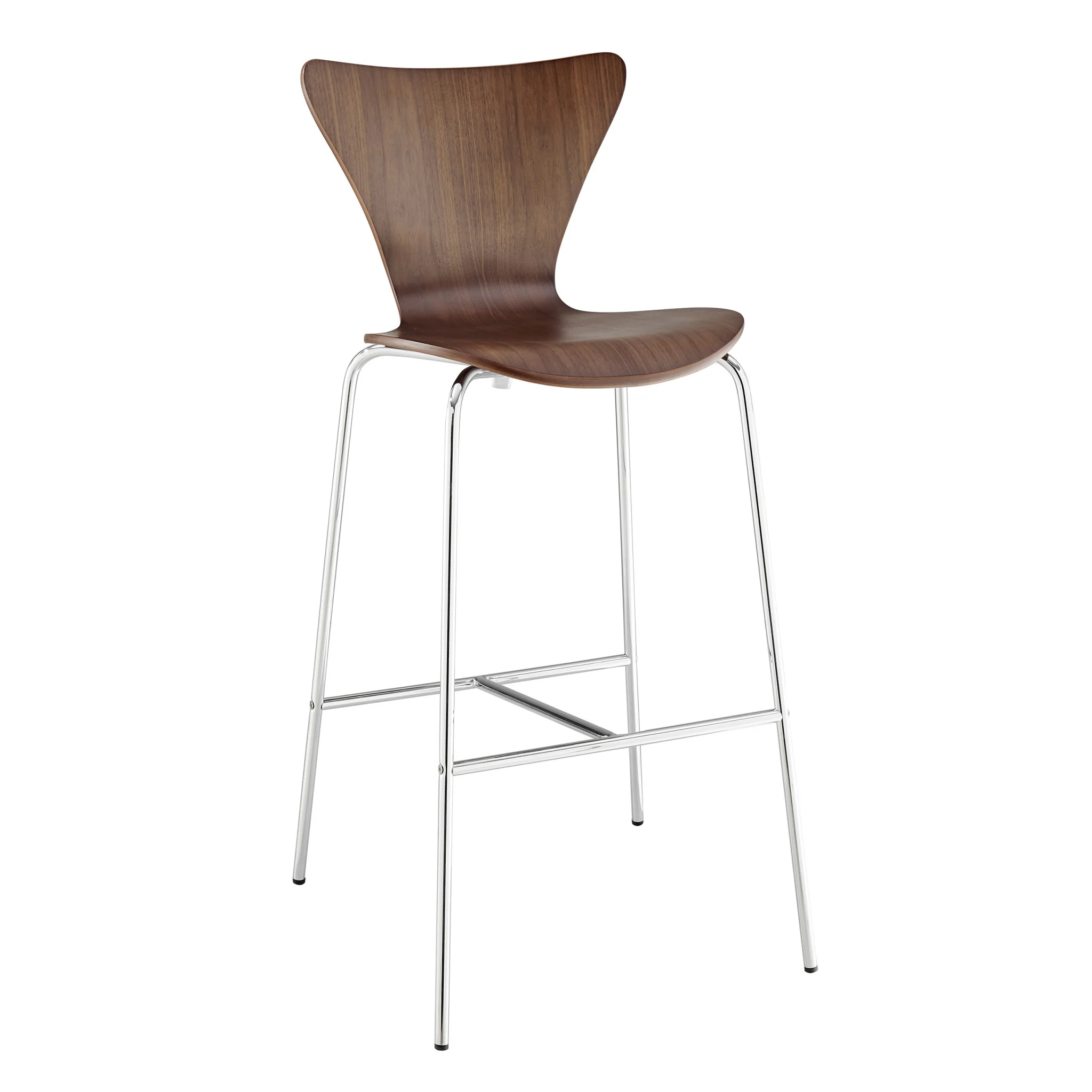 Brown And Silver Metallic Stainless Steel Bar Chair By Homeroots - Image 2