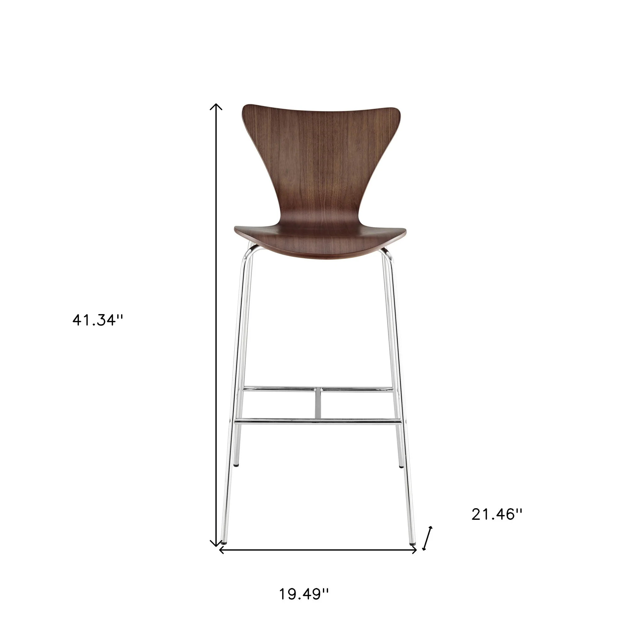 Brown And Silver Metallic Stainless Steel Bar Chair By Homeroots - Image 8