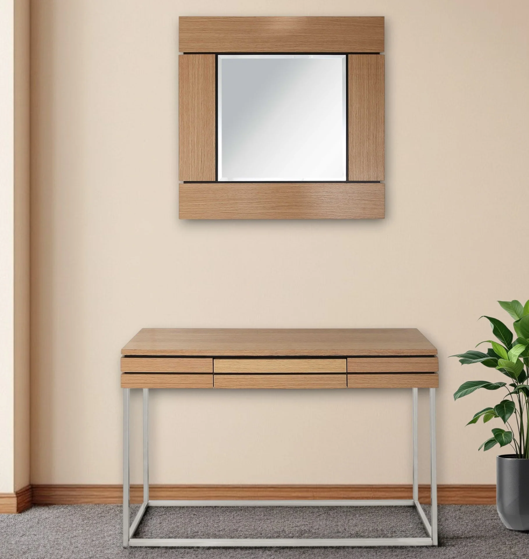 Brown and Silver Wood Frame Console Table With Drawer By Homeroots - Image 4