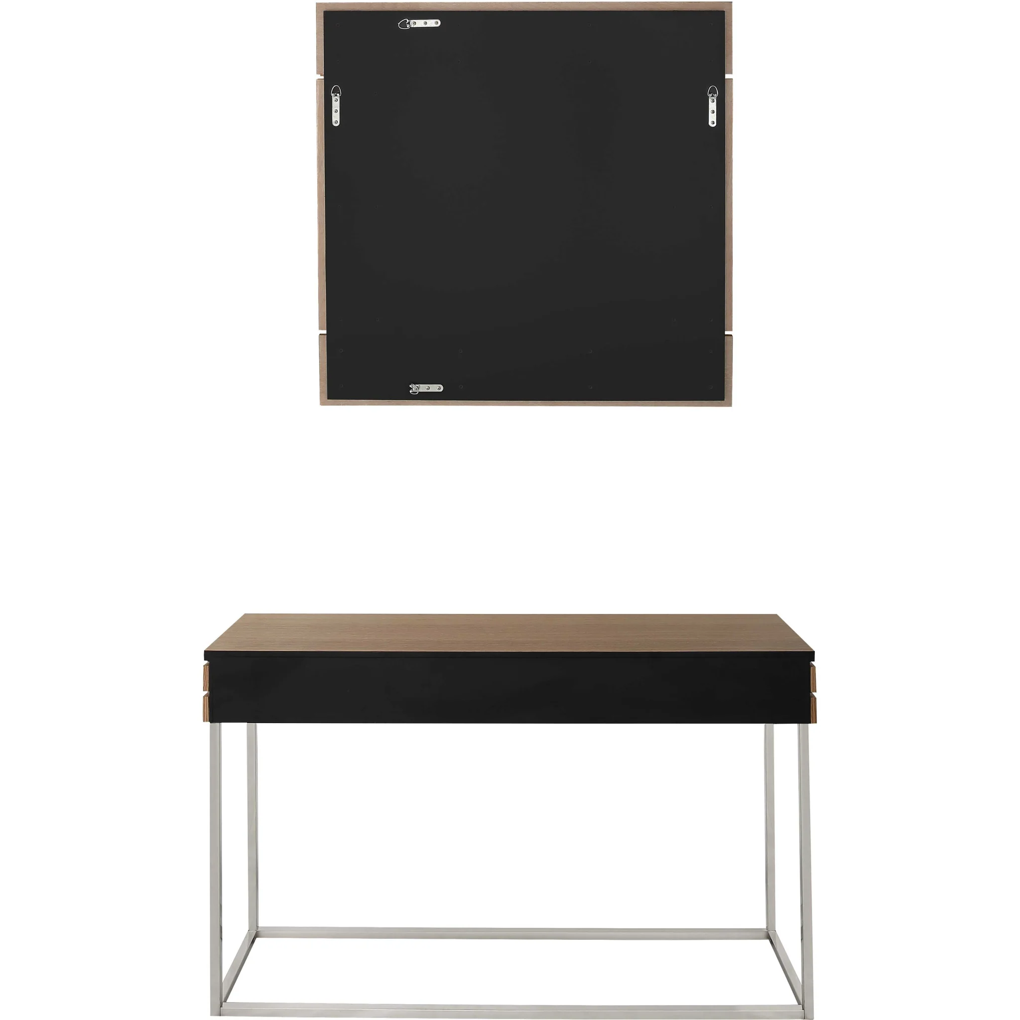 Brown and Silver Wood Frame Console Table With Drawer By Homeroots - Image 7