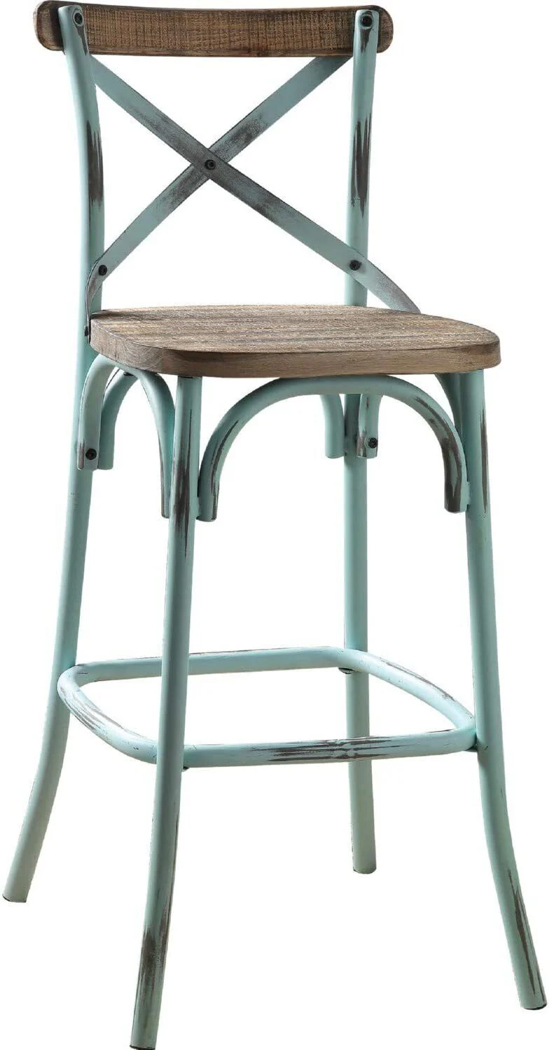 Brown And Sky Blue Iron Bar Chair By Homeroots - Image 3