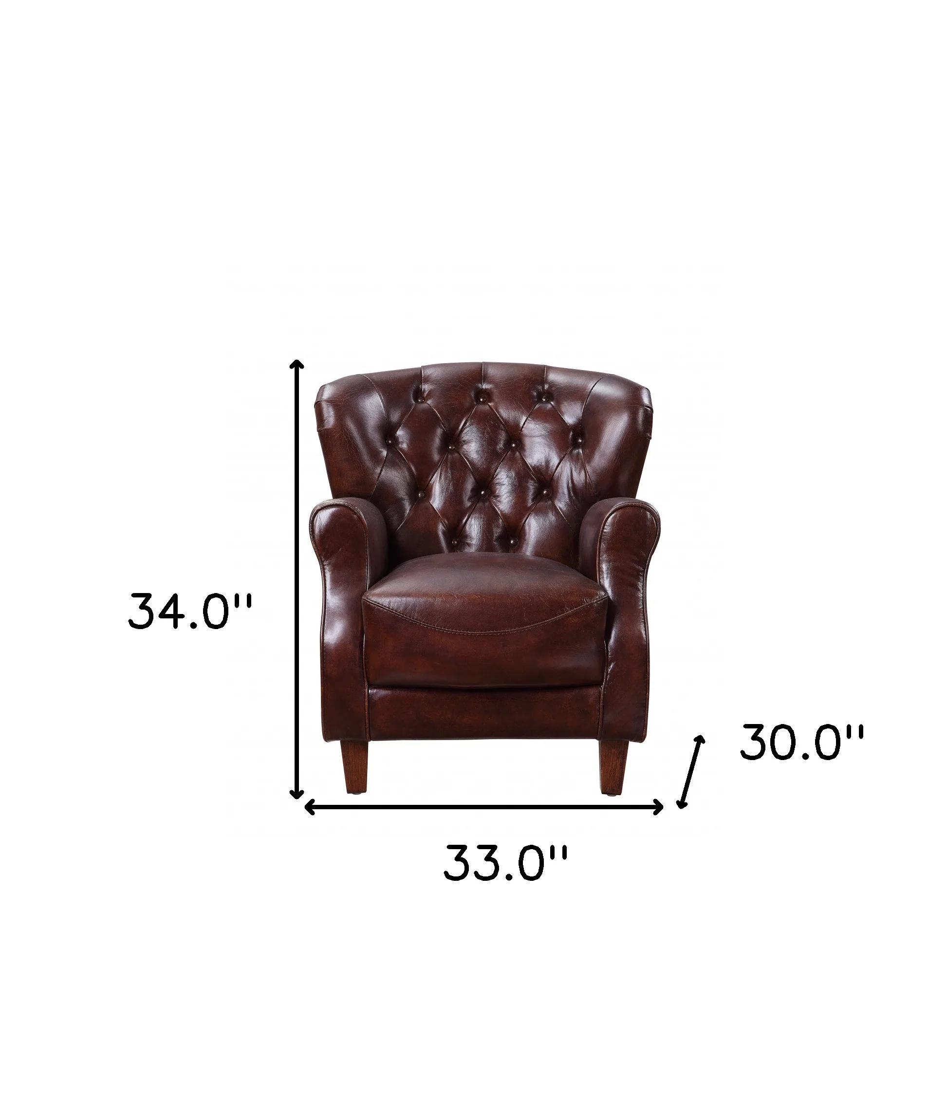 Brown and Steel Blue Top Grain Leather Tufted Club Chair By Homeroots - Image 5