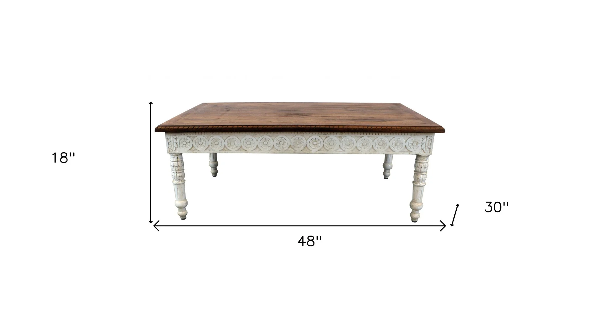 Brown and White Decorative Coffee Table By Homeroots - Image 5