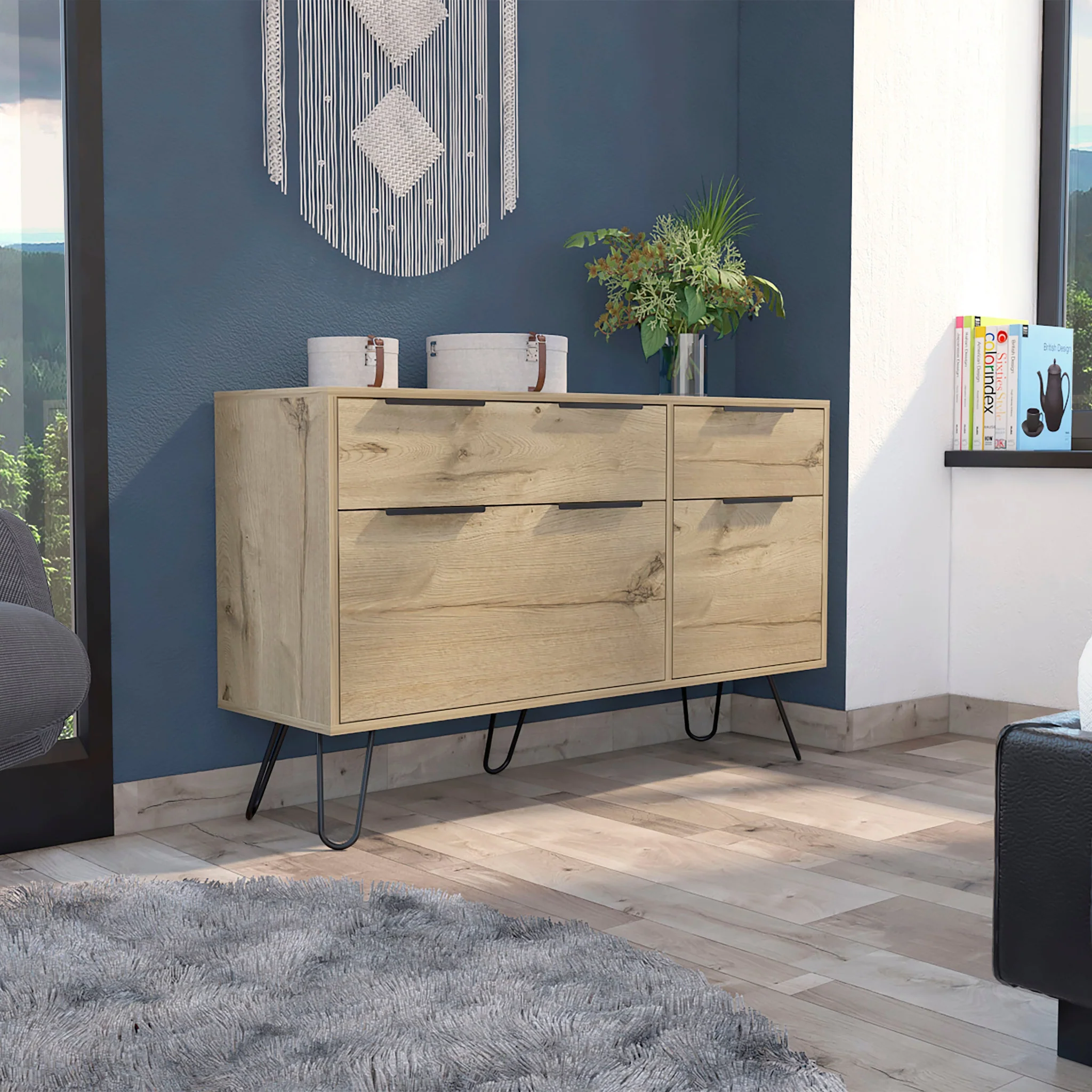Brown and White Four Drawer Standard Chest By Homeroots - Image 10
