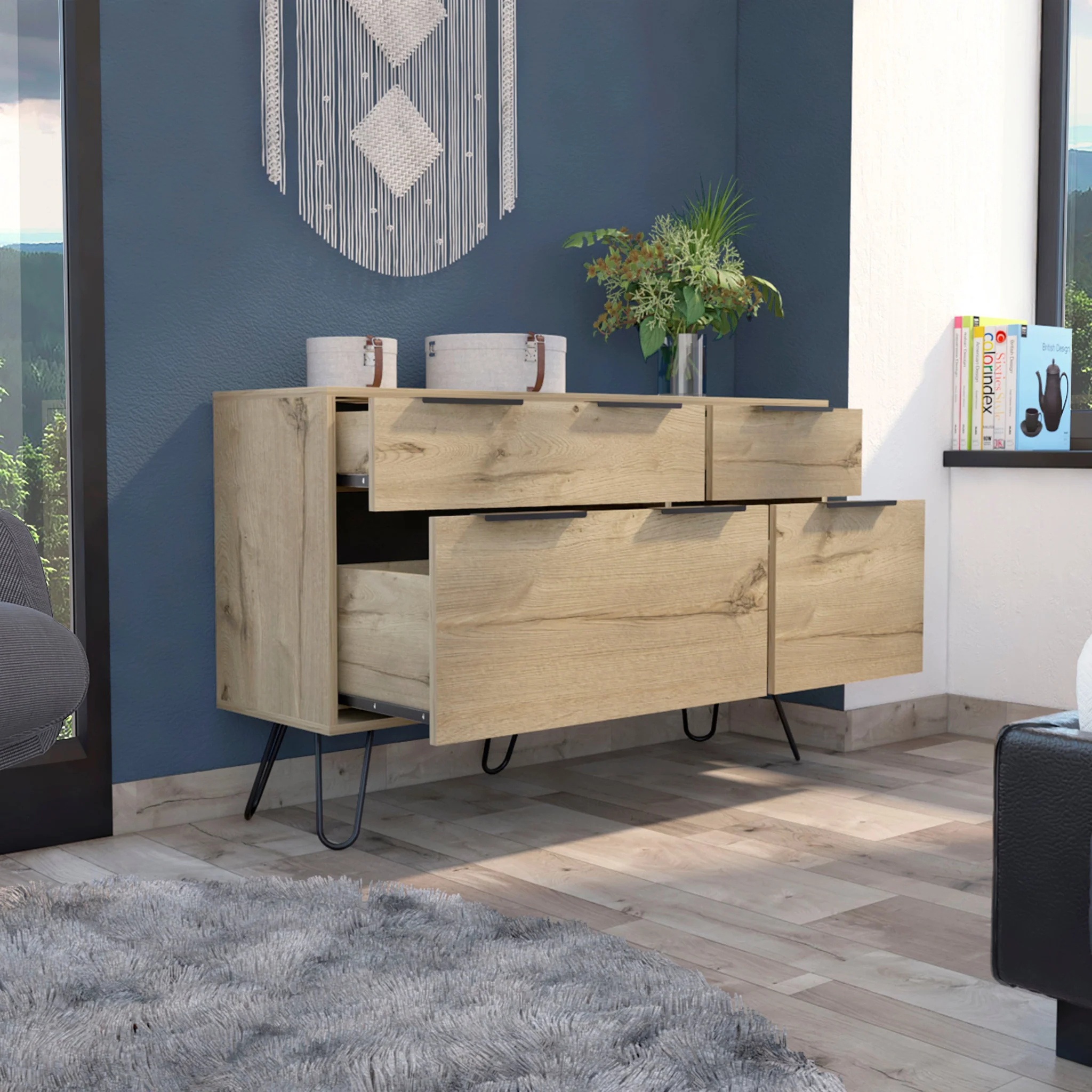 Brown and White Four Drawer Standard Chest By Homeroots - Image 12