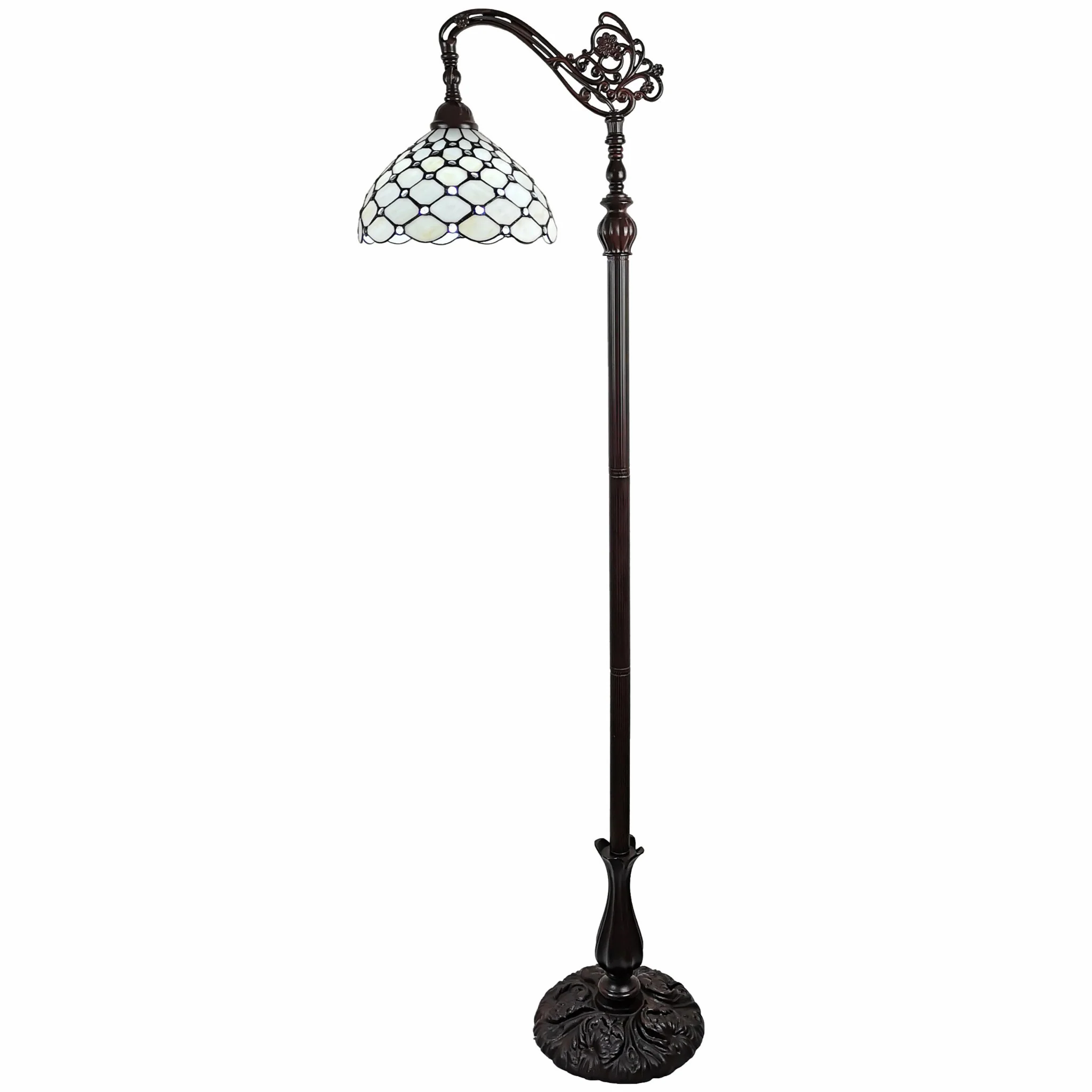 Brown And White Metal Floor Lamp With White Glass Bowl Shade By Homeroots - Image 2