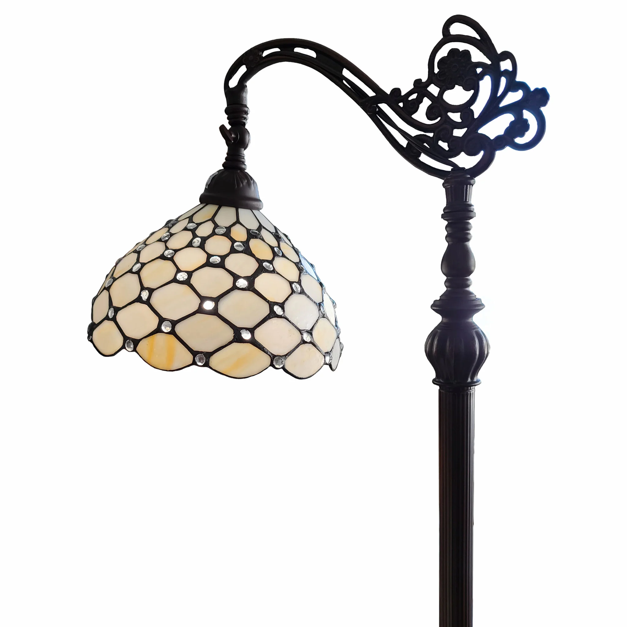 Brown And White Metal Floor Lamp With White Glass Bowl Shade By Homeroots - Image 5
