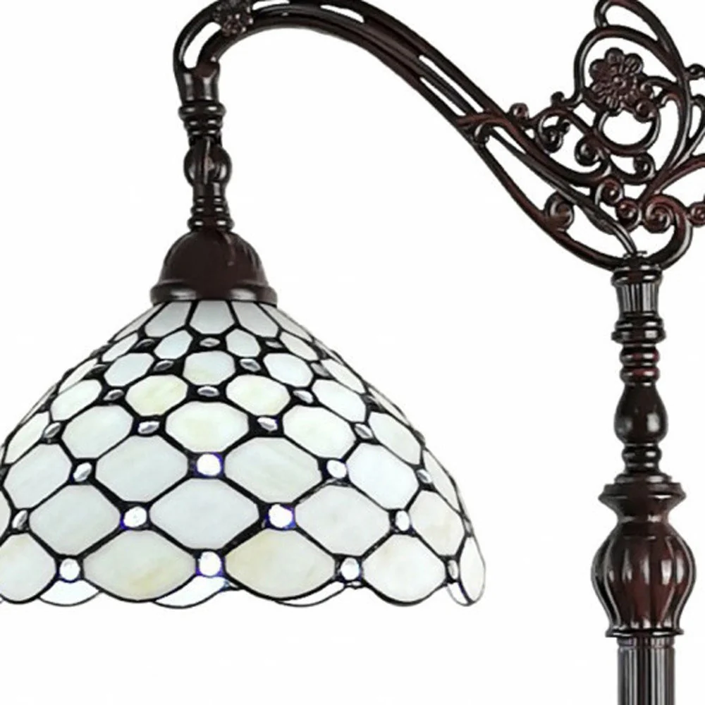Brown And White Metal Floor Lamp With White Glass Bowl Shade By Homeroots - Image 6