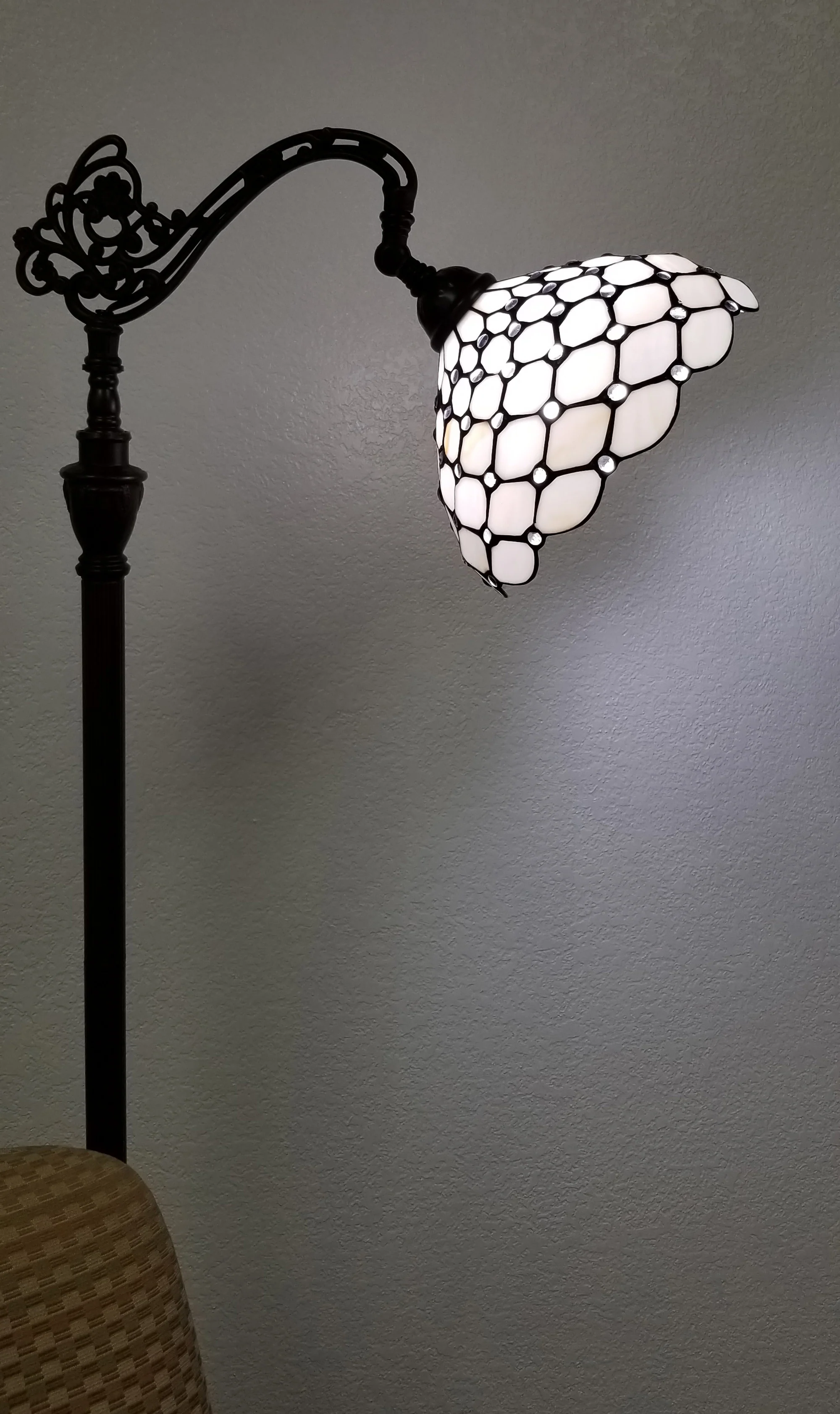 Brown And White Metal Floor Lamp With White Glass Bowl Shade By Homeroots - Image 7