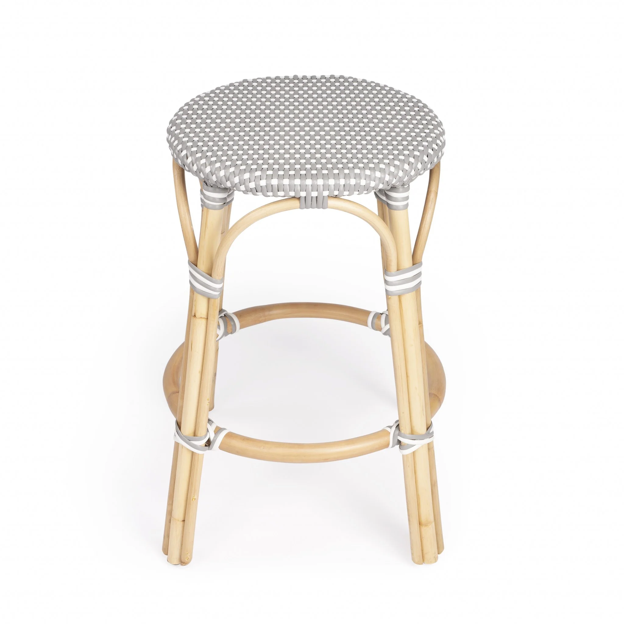 Brown And White Rattan Counter Stool By Homeroots - Image 10