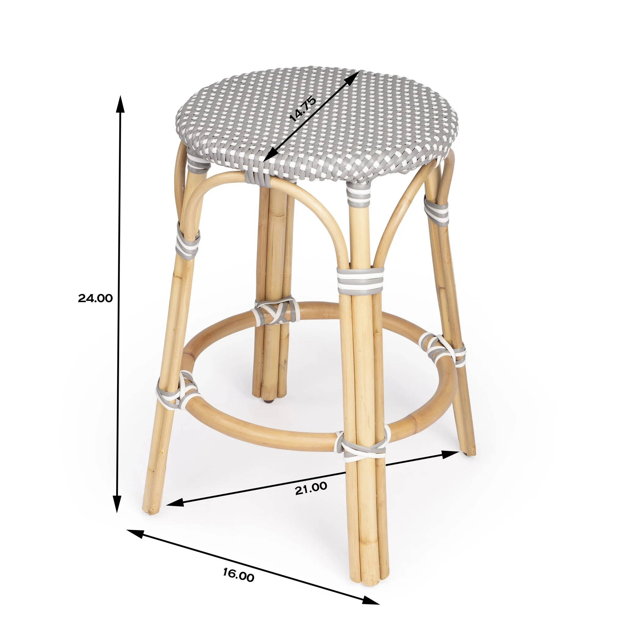 Brown And White Rattan Counter Stool By Homeroots - Image 15