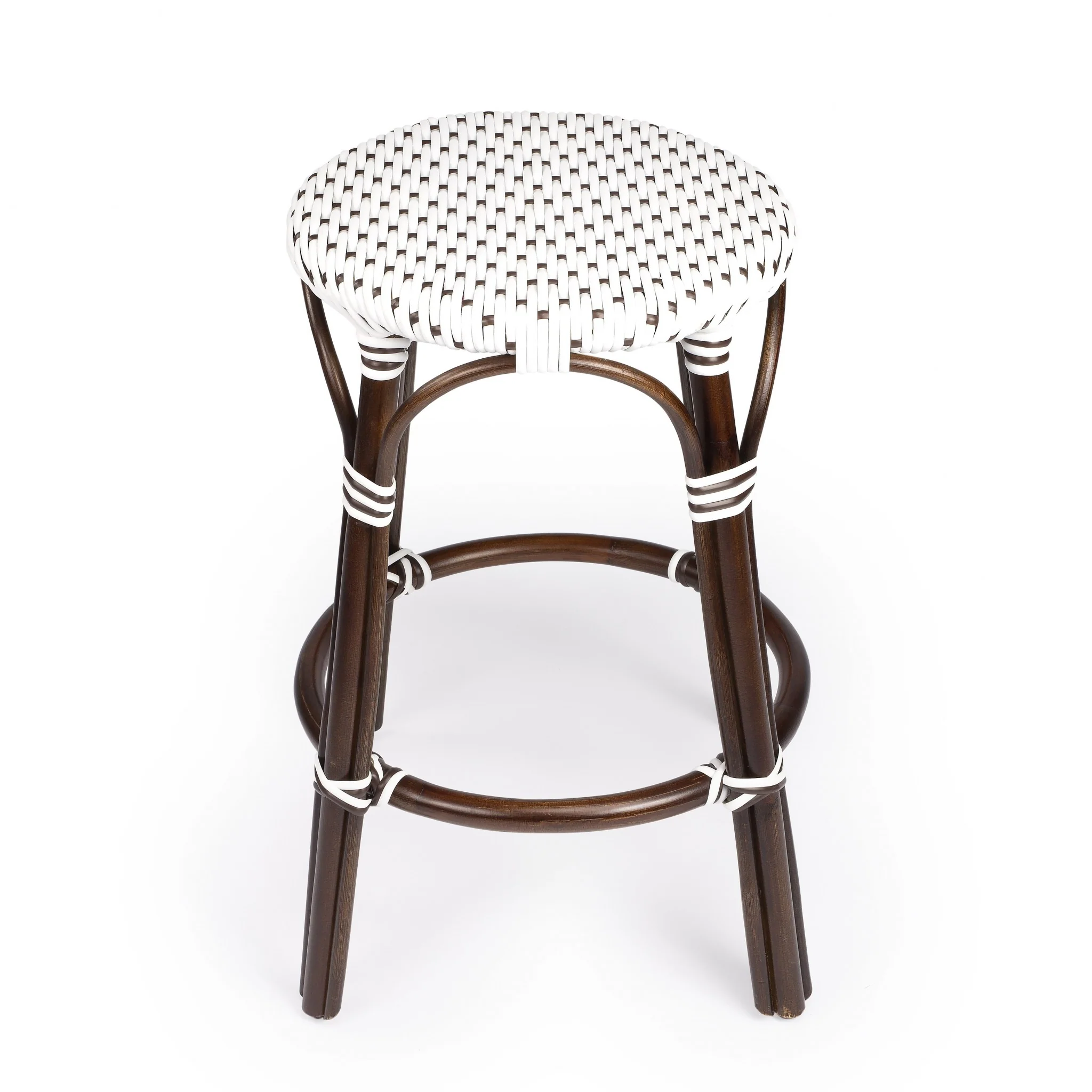 Brown And White Rattan Counter Stool By Homeroots - Image 2