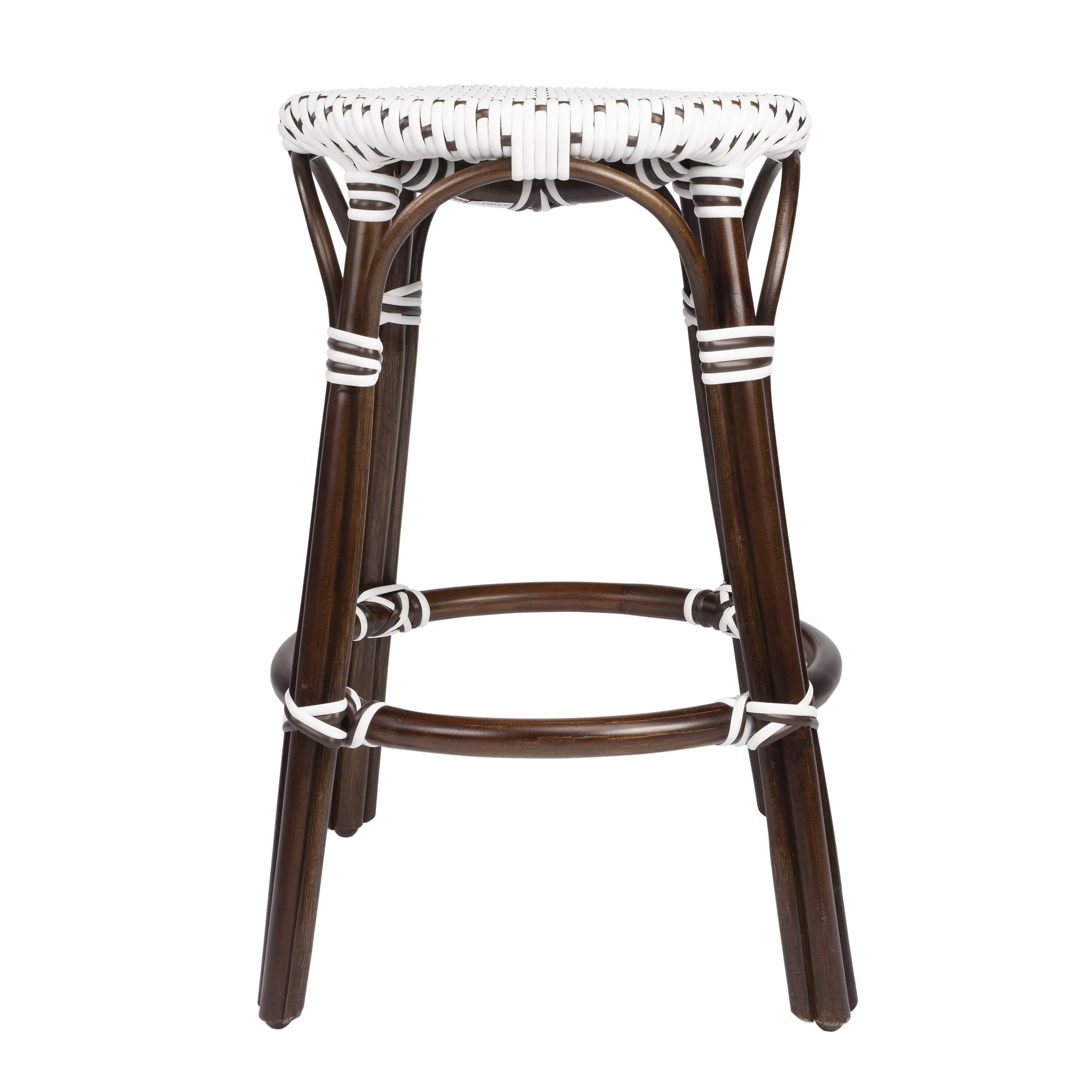 Brown And White Rattan Counter Stool By Homeroots - Image 3