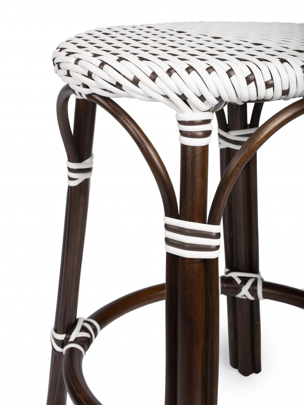 Brown And White Rattan Counter Stool By Homeroots - Image 4