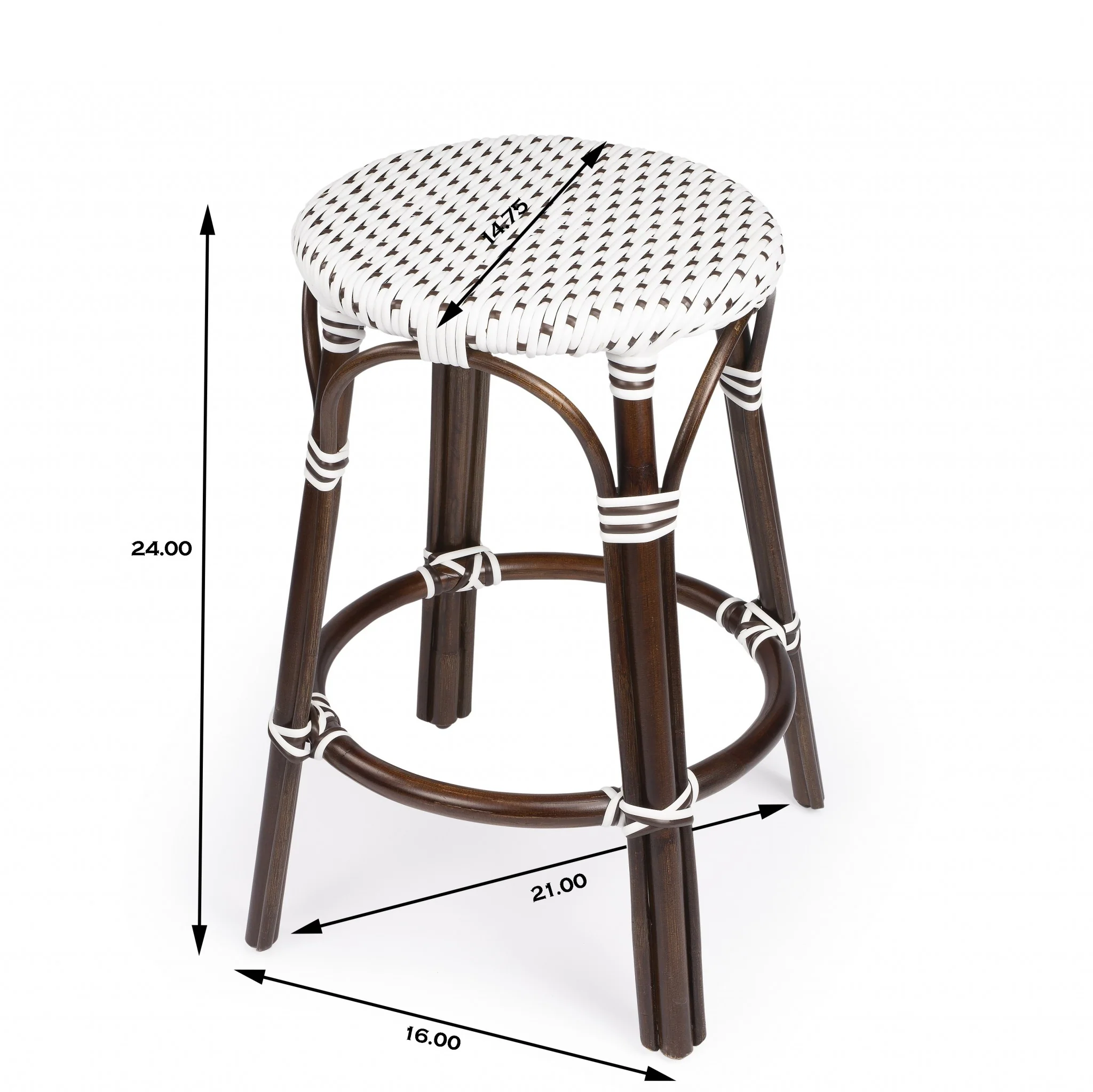 Brown And White Rattan Counter Stool By Homeroots - Image 8