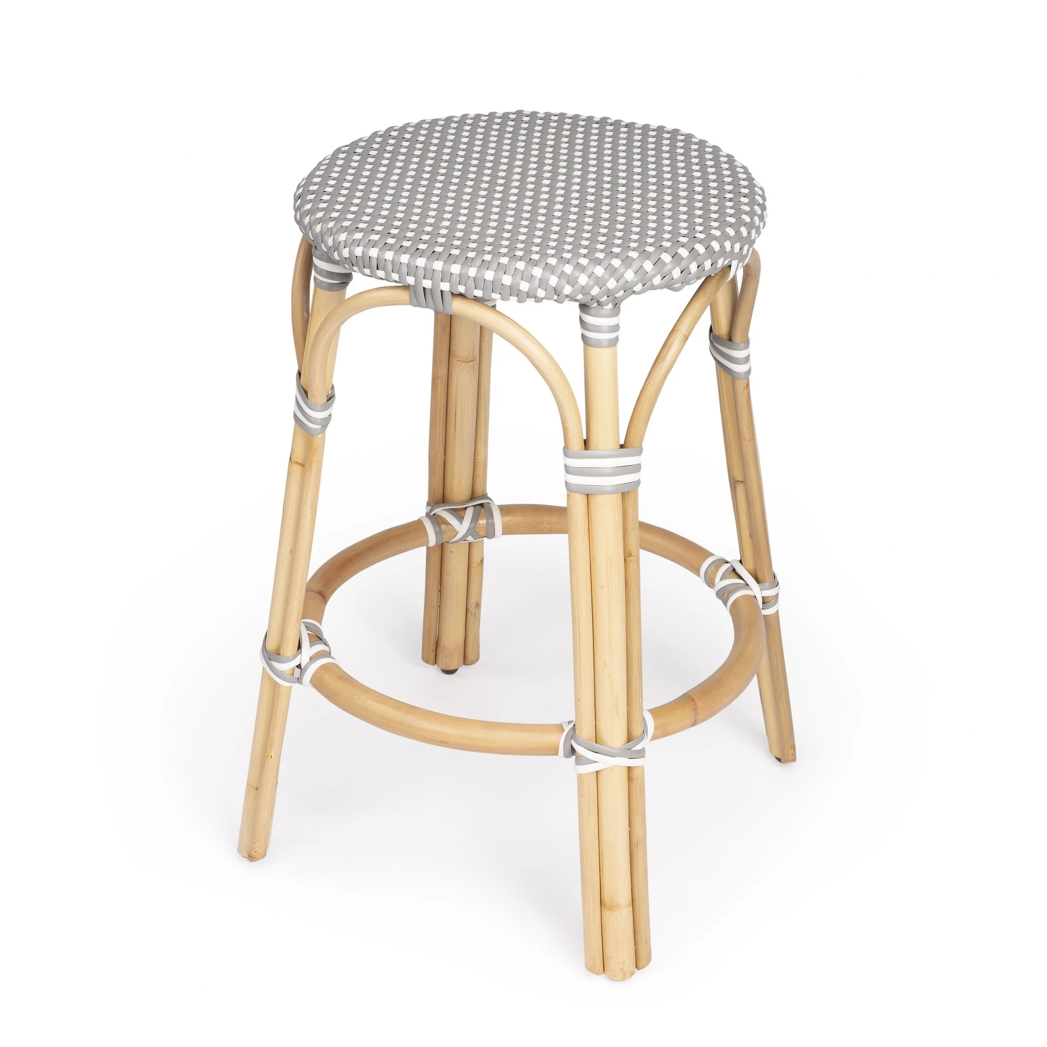 Brown And White Rattan Counter Stool By Homeroots - Image 9