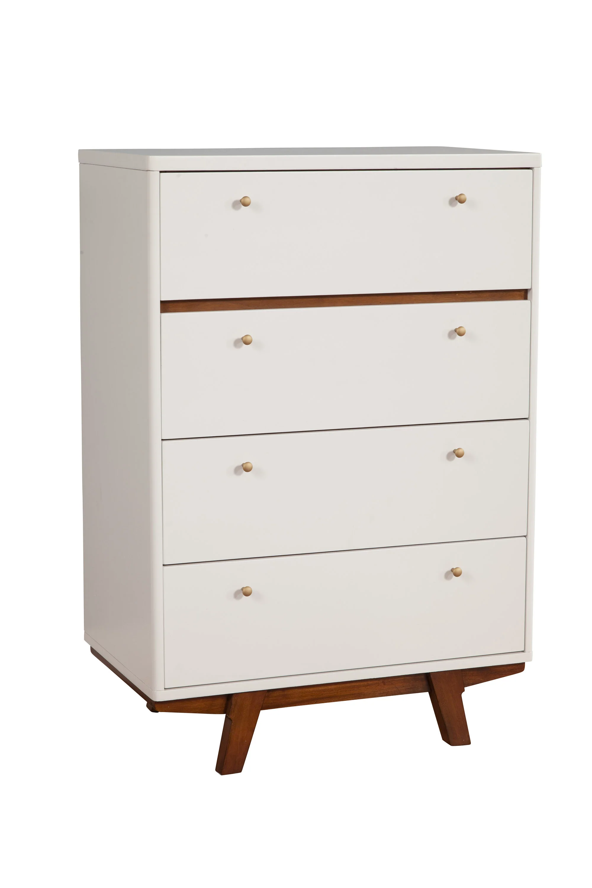 Brown and White Solid Wood Four Drawer Chest By Homeroots - Image 2
