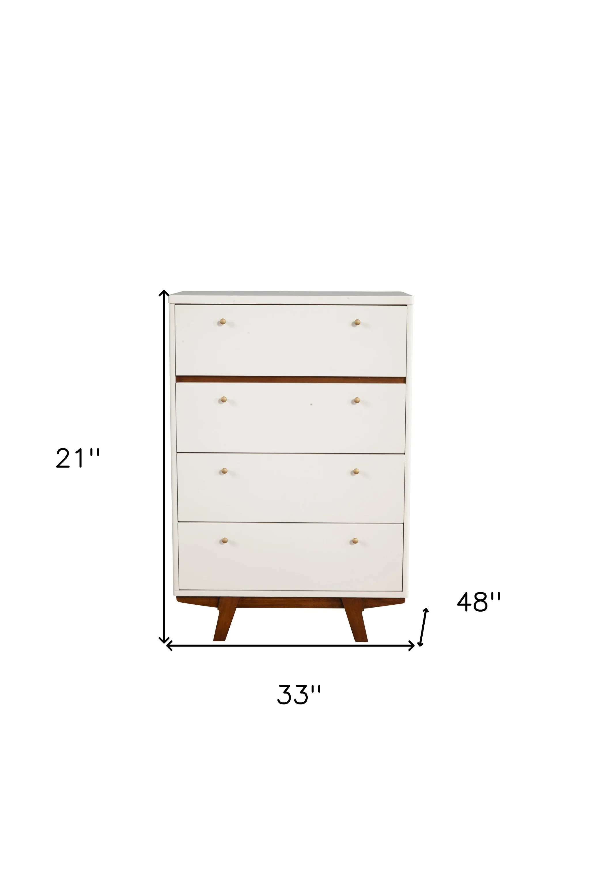 Brown and White Solid Wood Four Drawer Chest By Homeroots - Image 3
