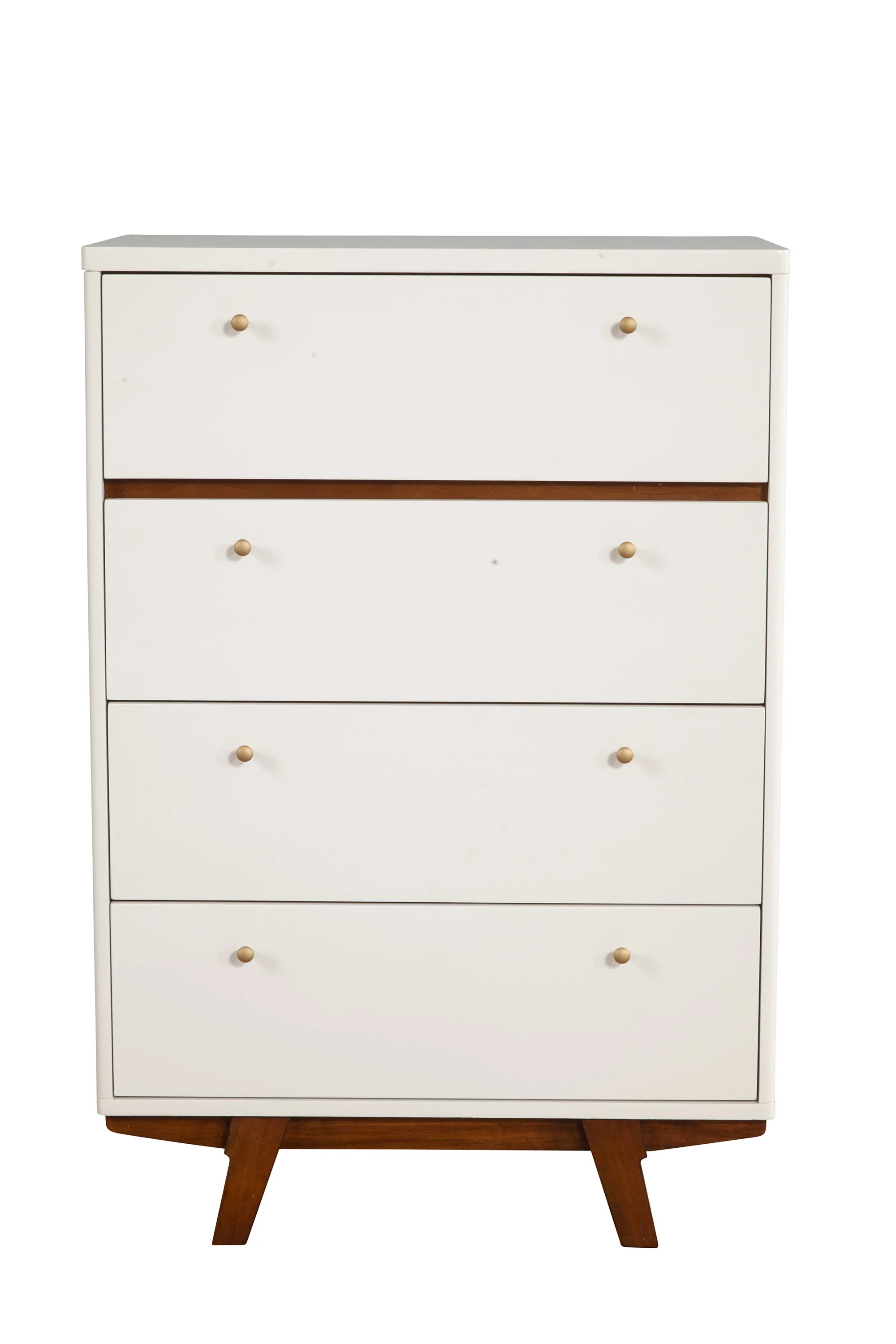 Brown and White Solid Wood Four Drawer Chest By Homeroots - Image 4