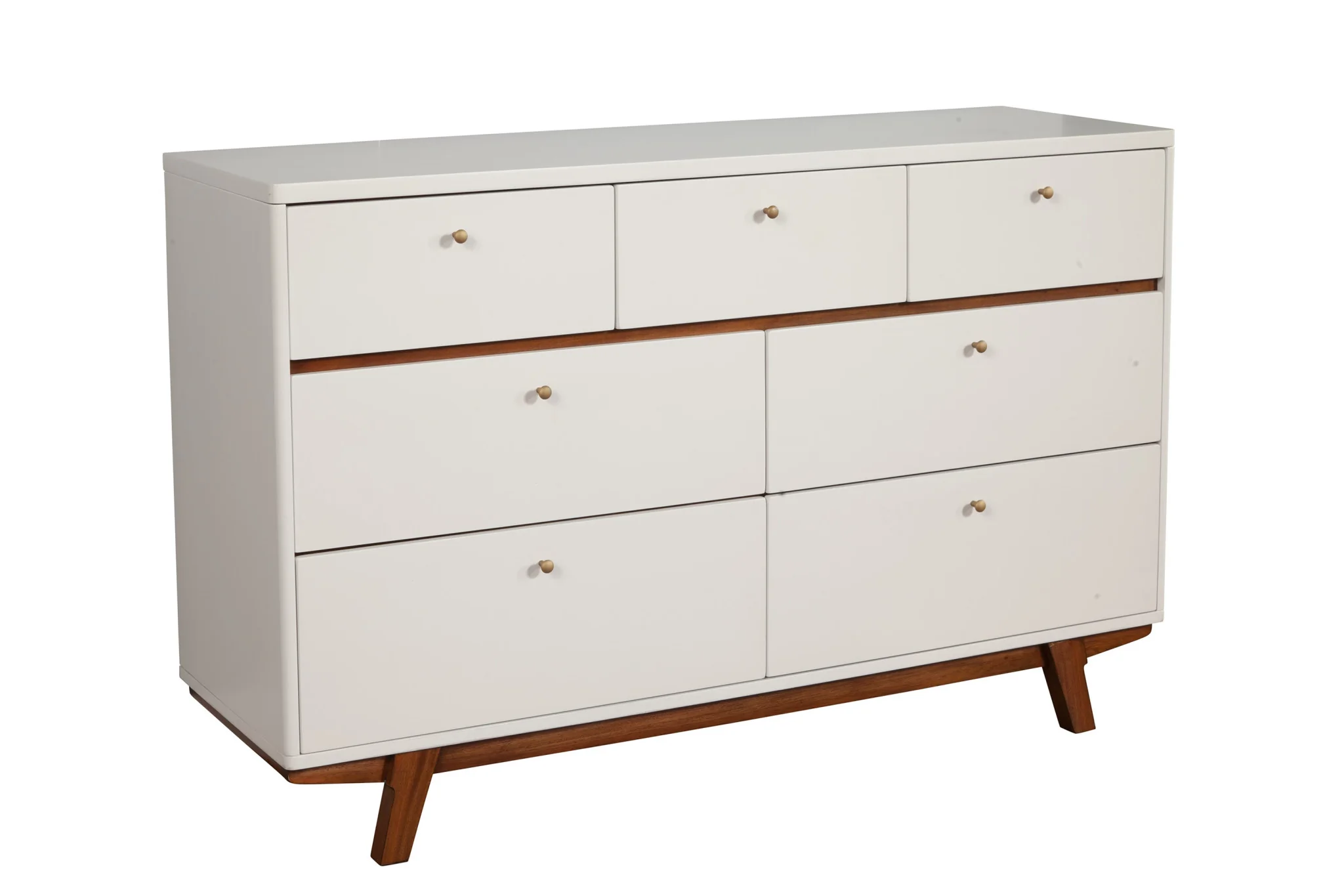 Brown and White Solid Wood Seven Drawer Double Dresser By Homeroots - Image 2