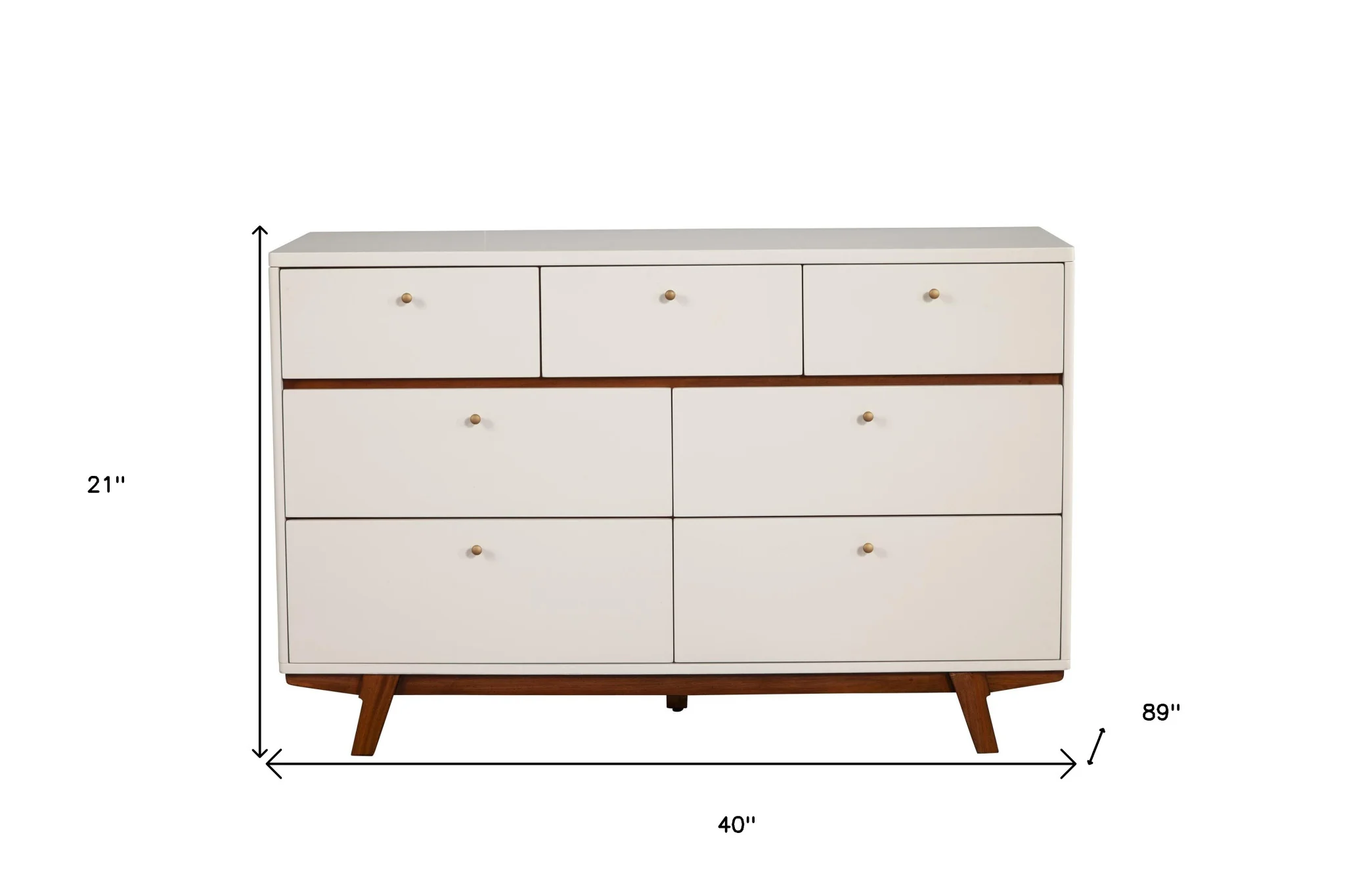 Brown and White Solid Wood Seven Drawer Double Dresser By Homeroots - Image 4