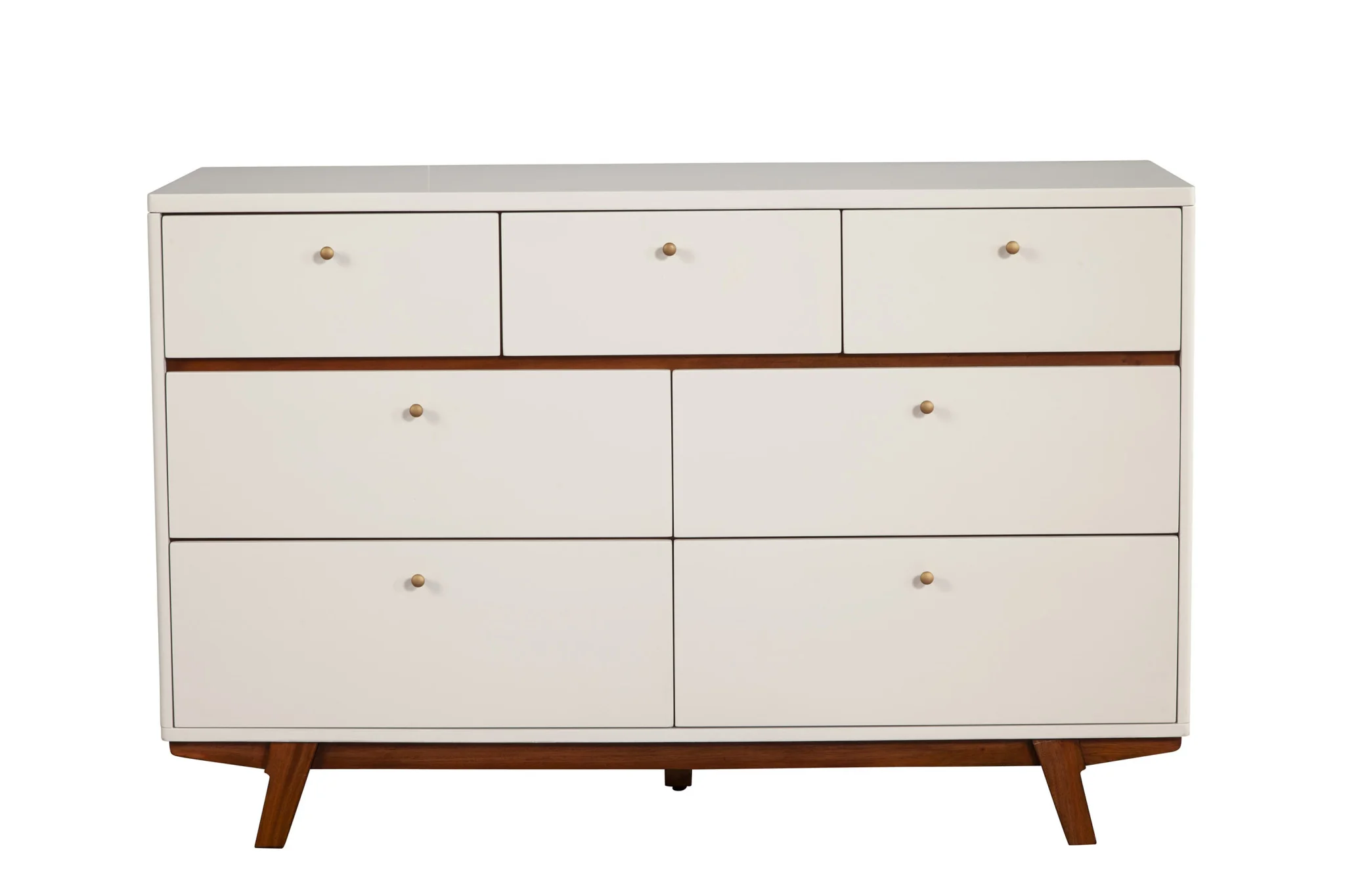 Brown and White Solid Wood Seven Drawer Double Dresser By Homeroots - Image 5
