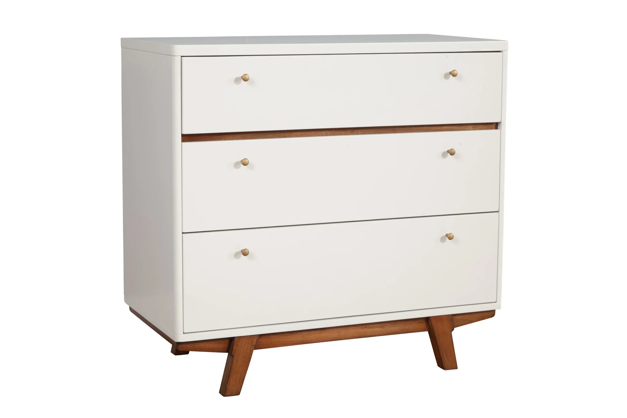 Brown and White Solid Wood Three Drawer Chest By Homeroots - Image 3
