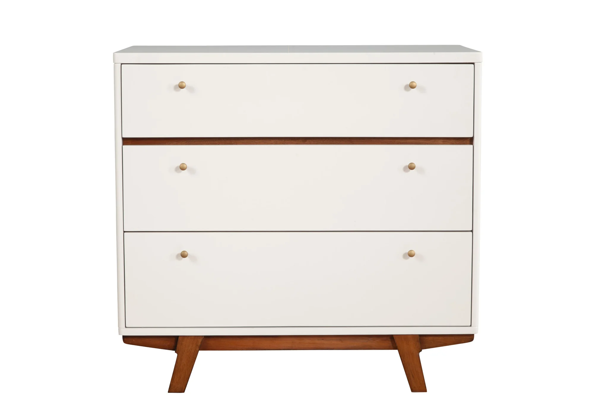Brown and White Solid Wood Three Drawer Chest By Homeroots - Image 4