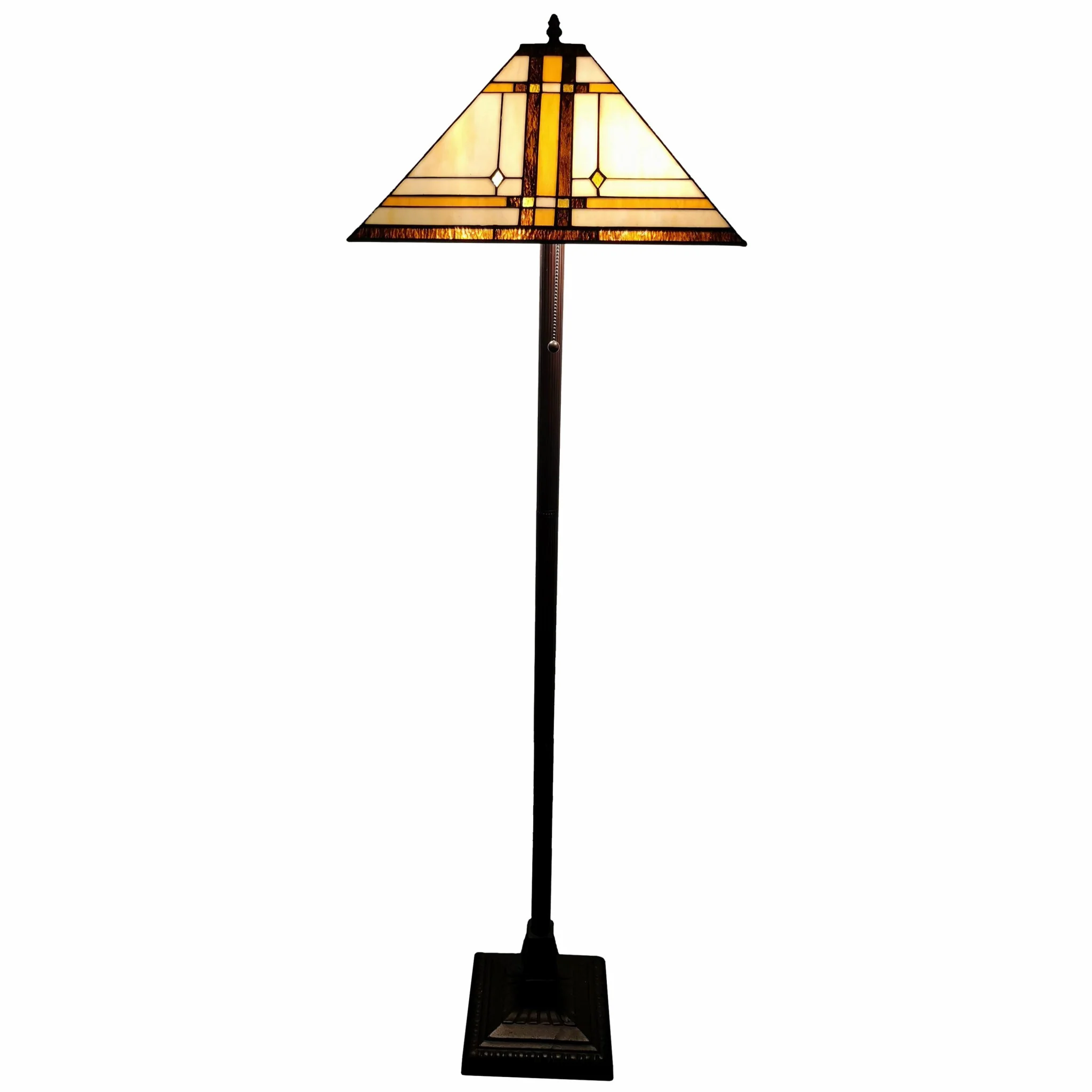 Brown And White Two Light Floor Lamp With Brown And White Glass Cone Shade By Homeroots - Image 5