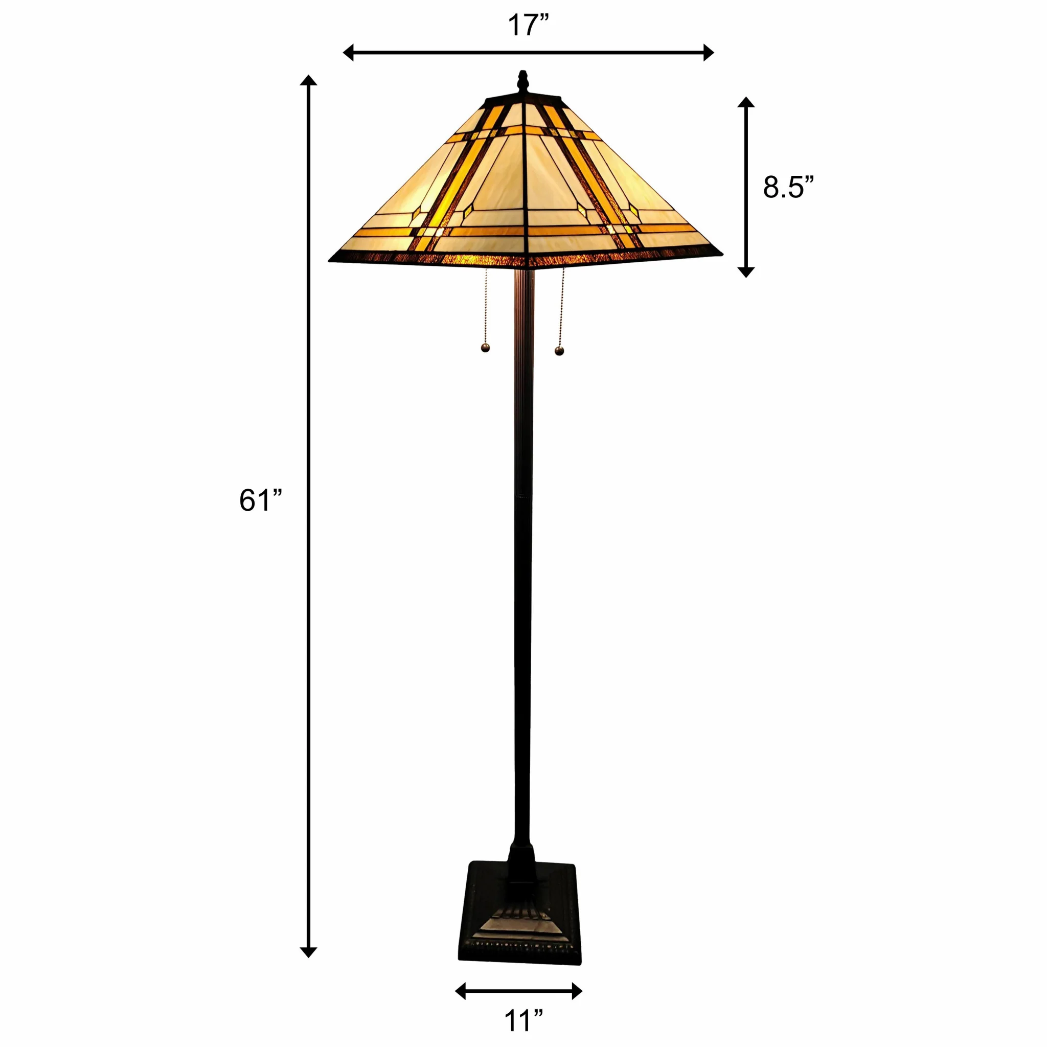 Brown And White Two Light Floor Lamp With Brown And White Glass Cone Shade By Homeroots - Image 6