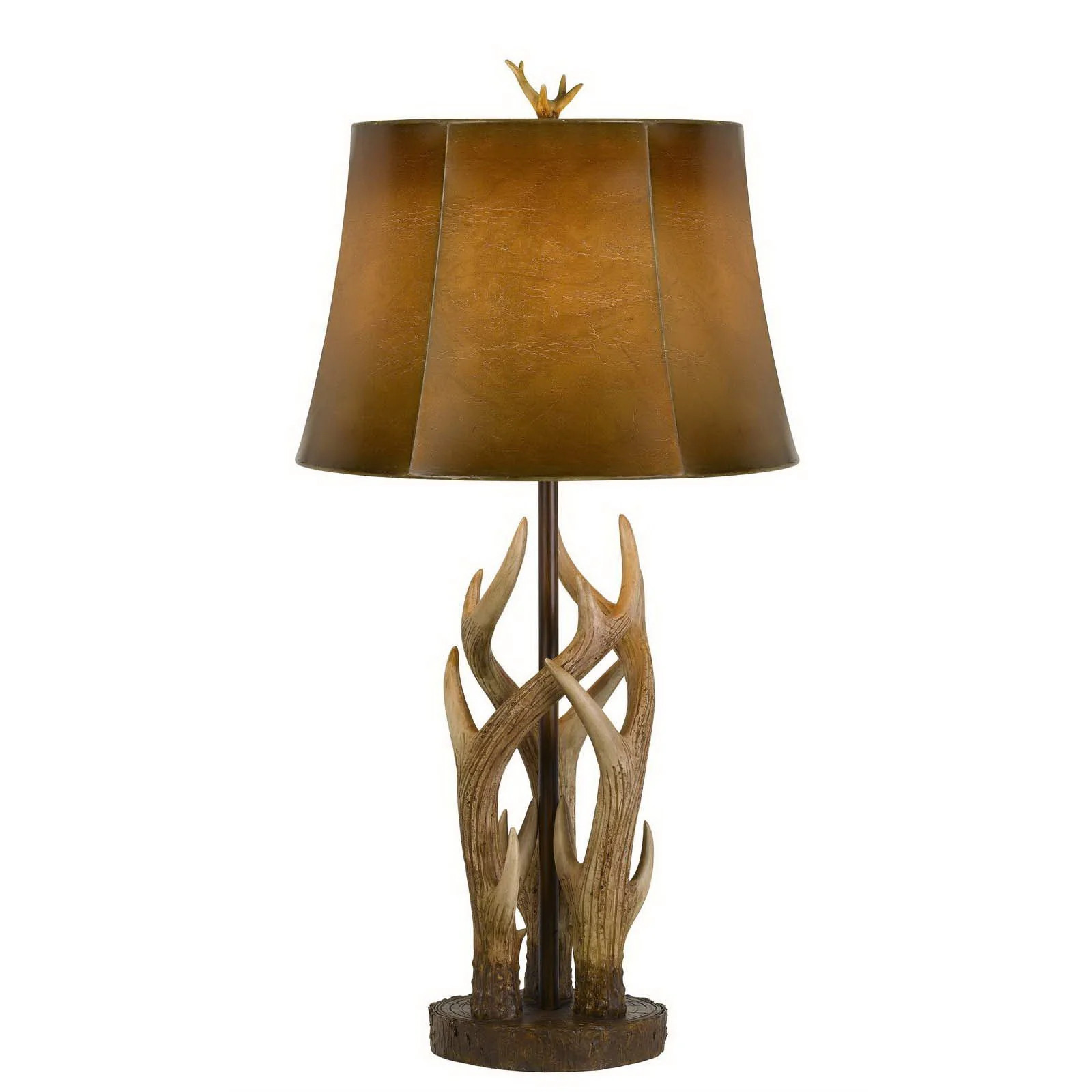 Brown Antlers Table Lamp With Brown Drum Shade By Homeroots - Image 2