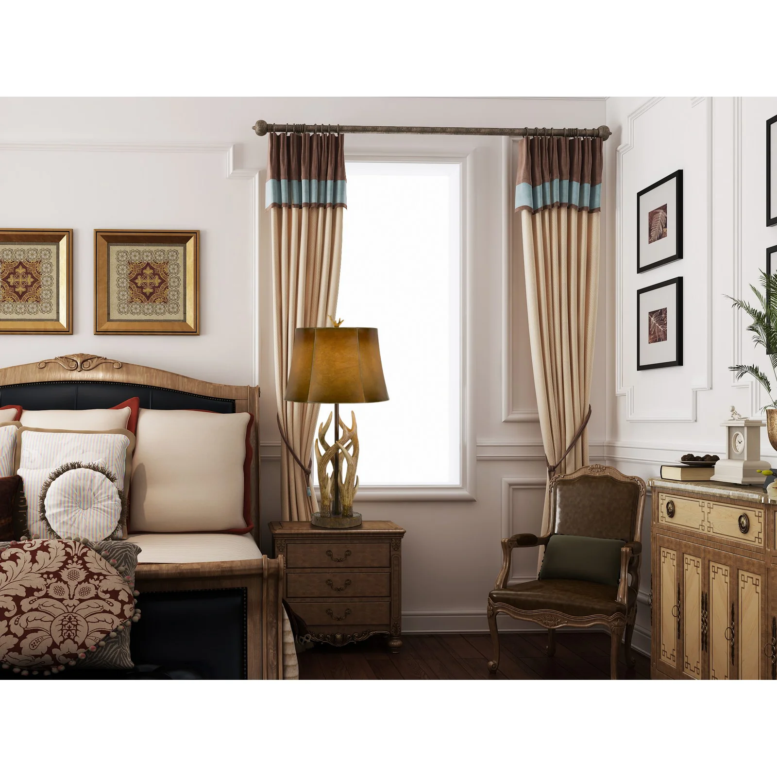Brown Antlers Table Lamp With Brown Drum Shade By Homeroots - Image 3