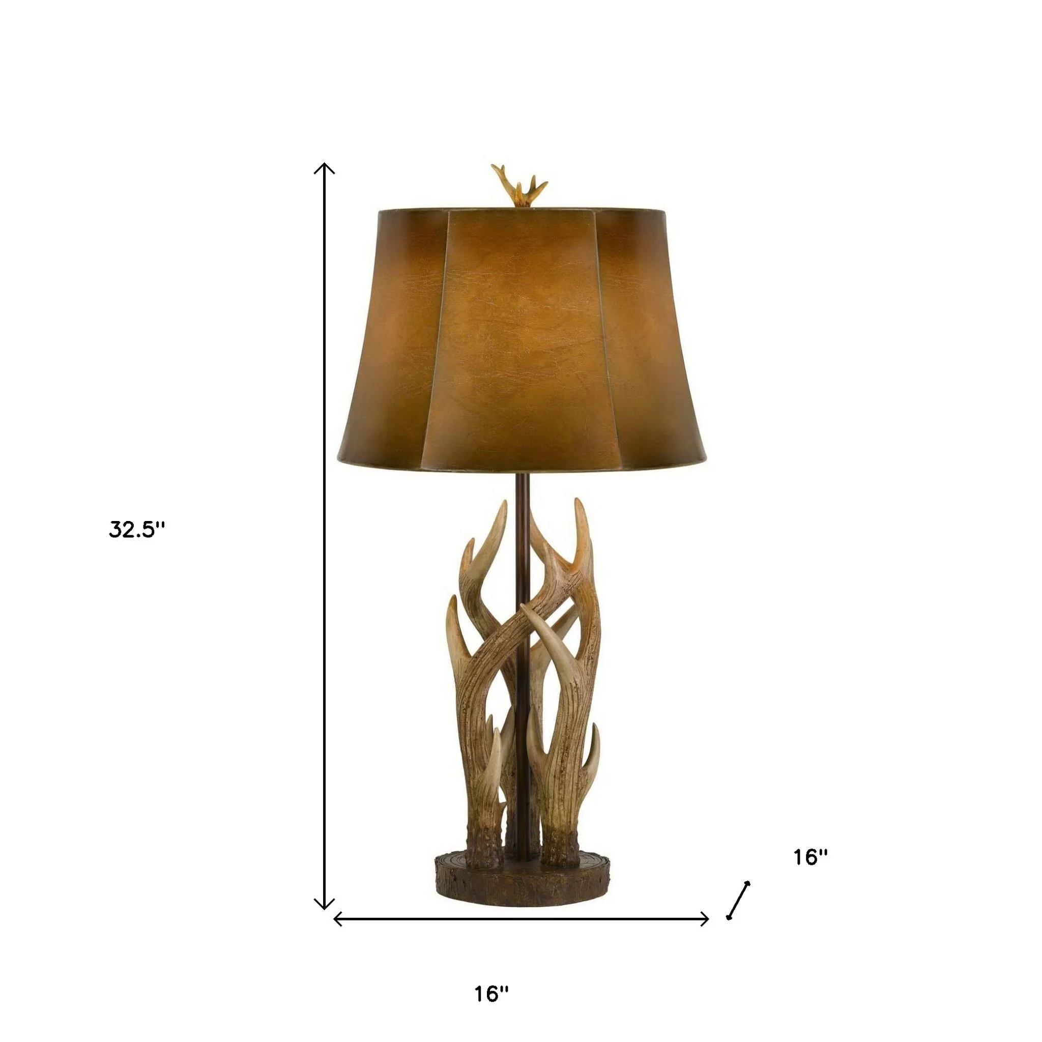 Brown Antlers Table Lamp With Brown Drum Shade By Homeroots - Image 5