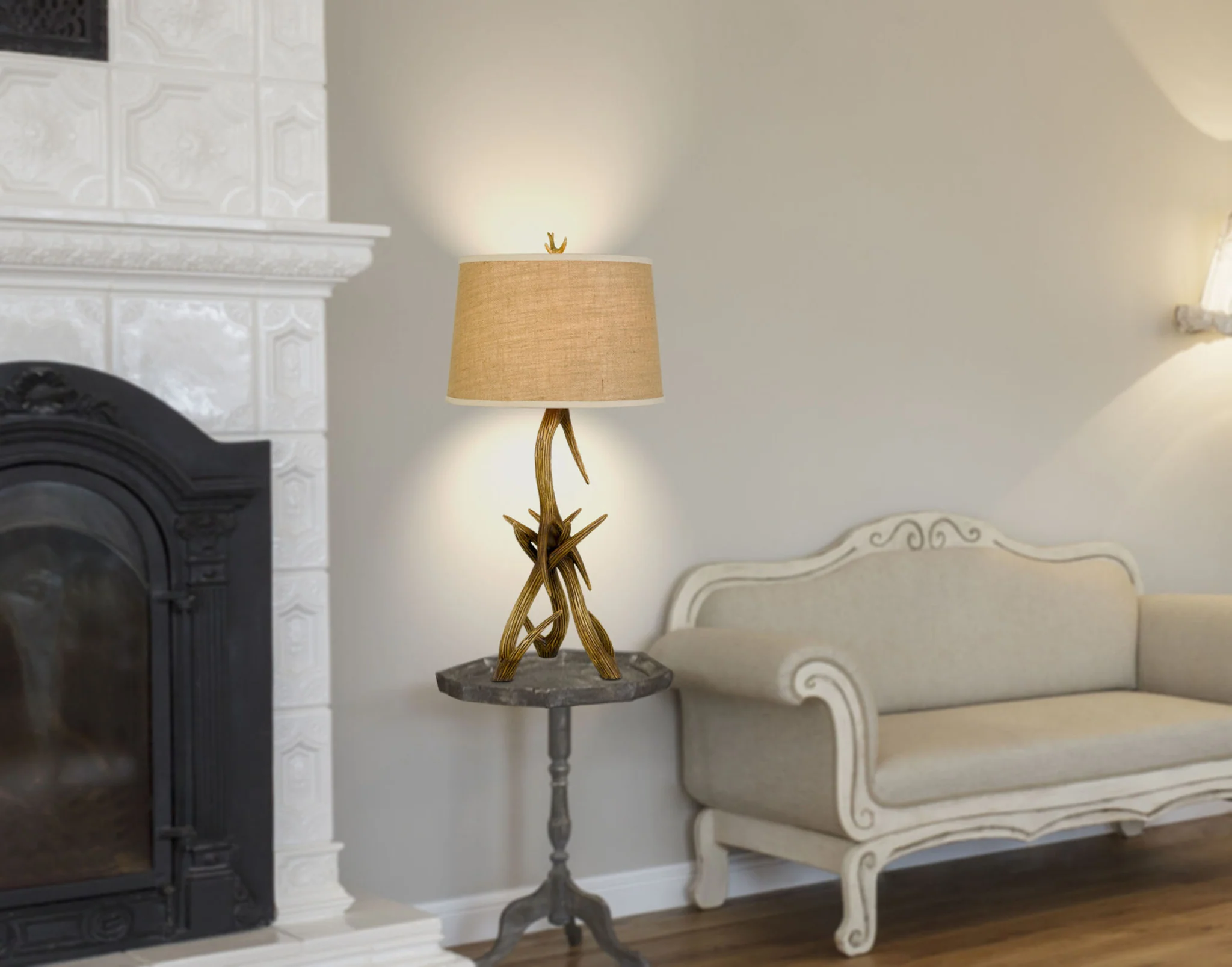 Brown Antlers Table Lamp With Brown Empire Shade By Homeroots - Image 2