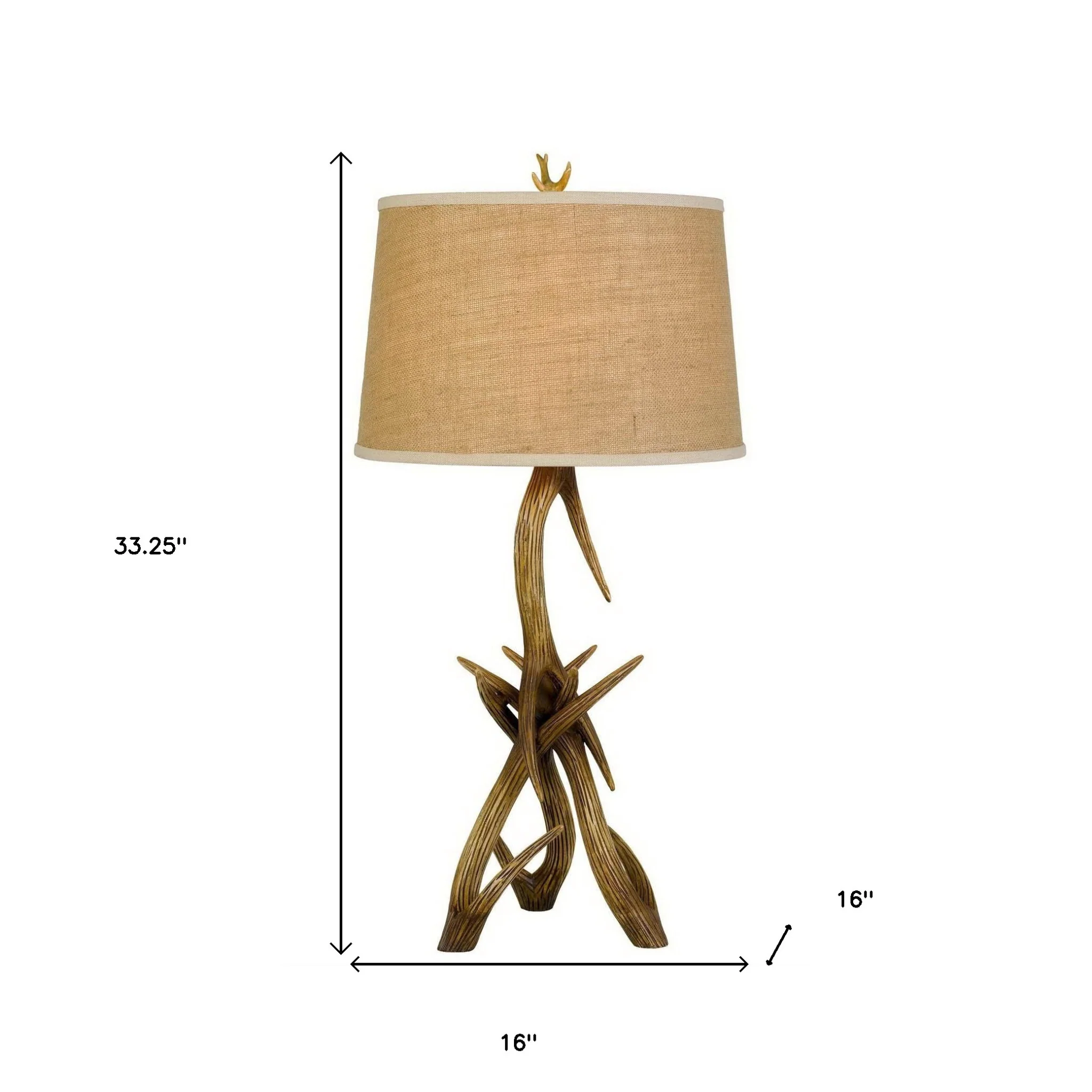 Brown Antlers Table Lamp With Brown Empire Shade By Homeroots - Image 3