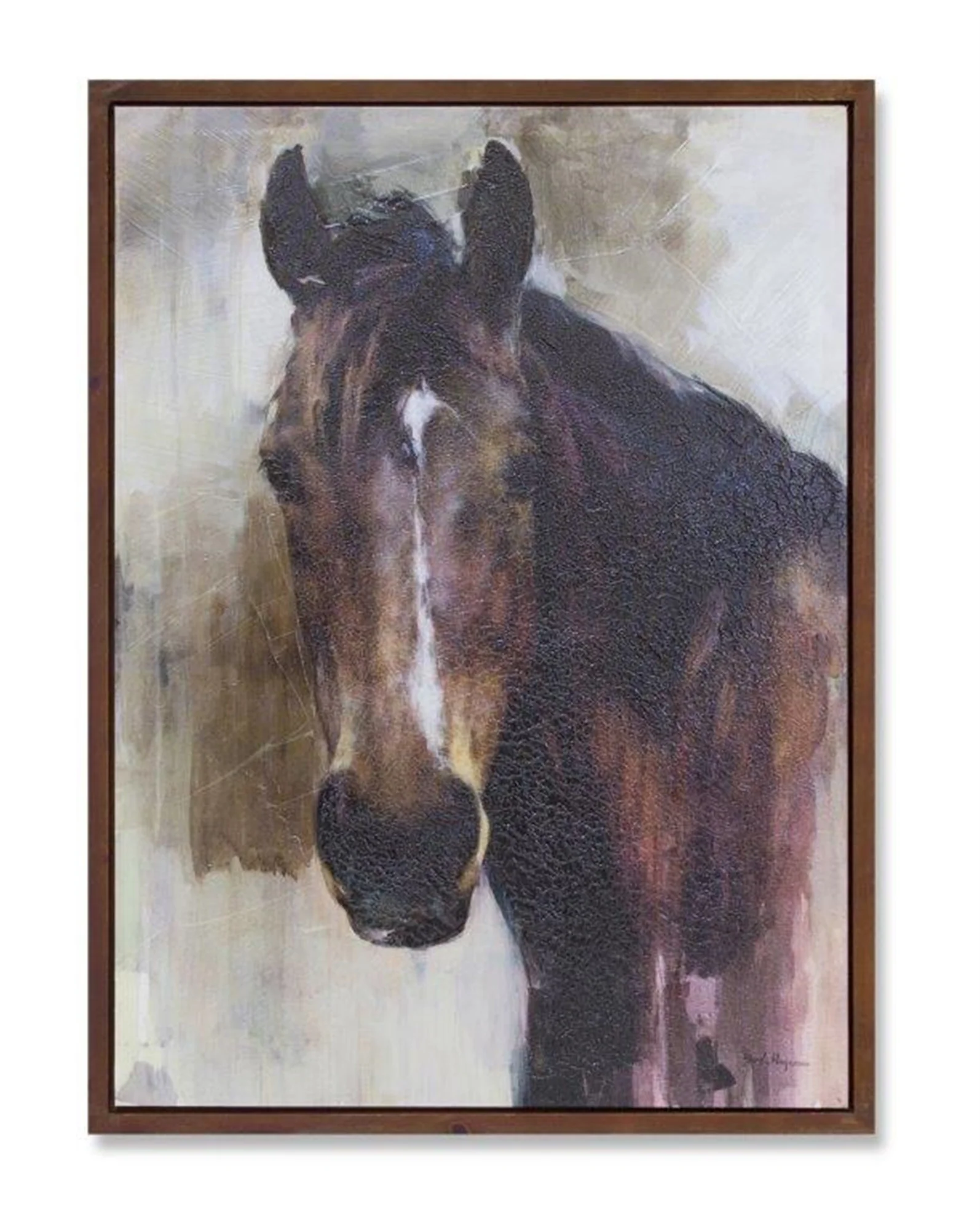 Brown Black And White Horse Wood Framed Art By Homeroots - Image 2