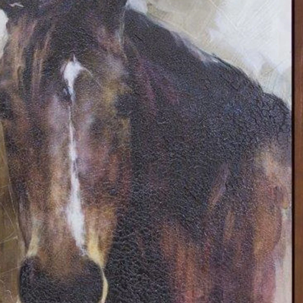 Brown Black And White Horse Wood Framed Art By Homeroots - Image 3