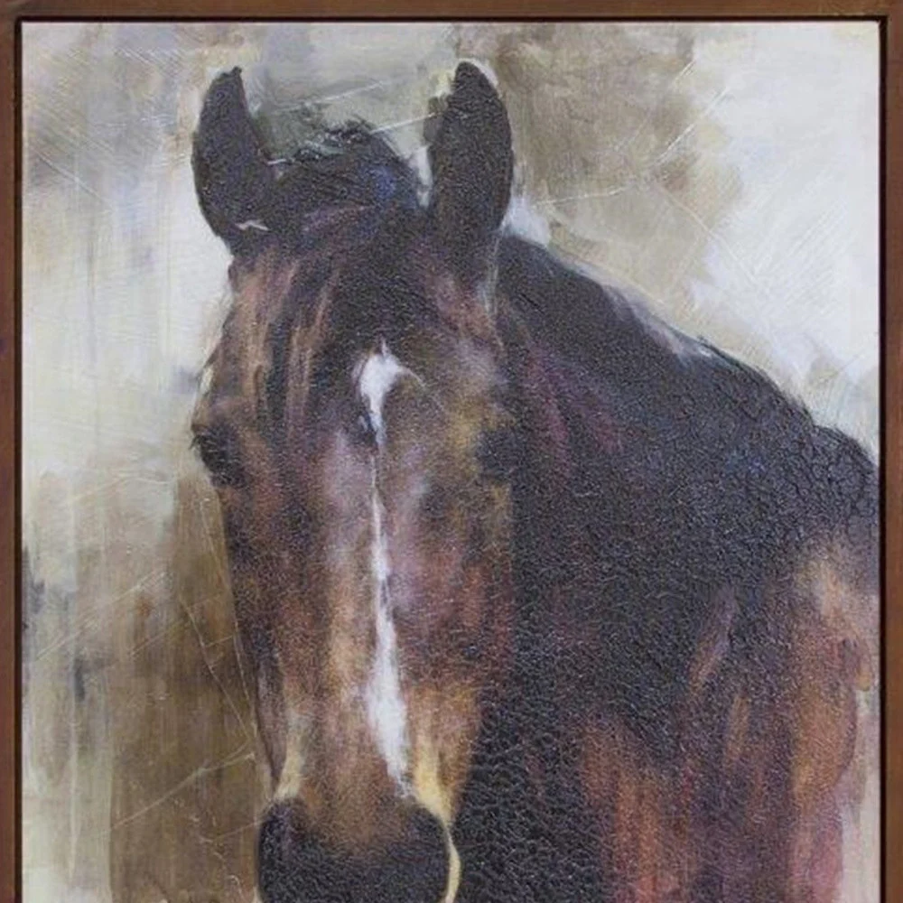 Brown Black And White Horse Wood Framed Art By Homeroots - Image 4