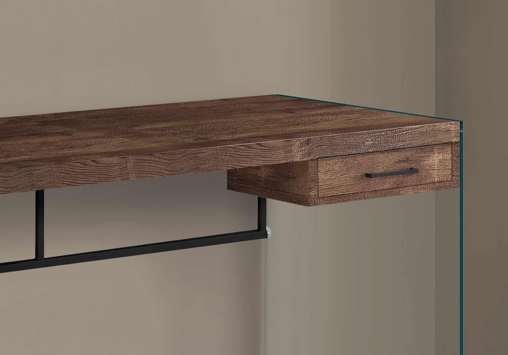 Brown Black Clear Particle Board Computer Desk By Homeroots - Image 2