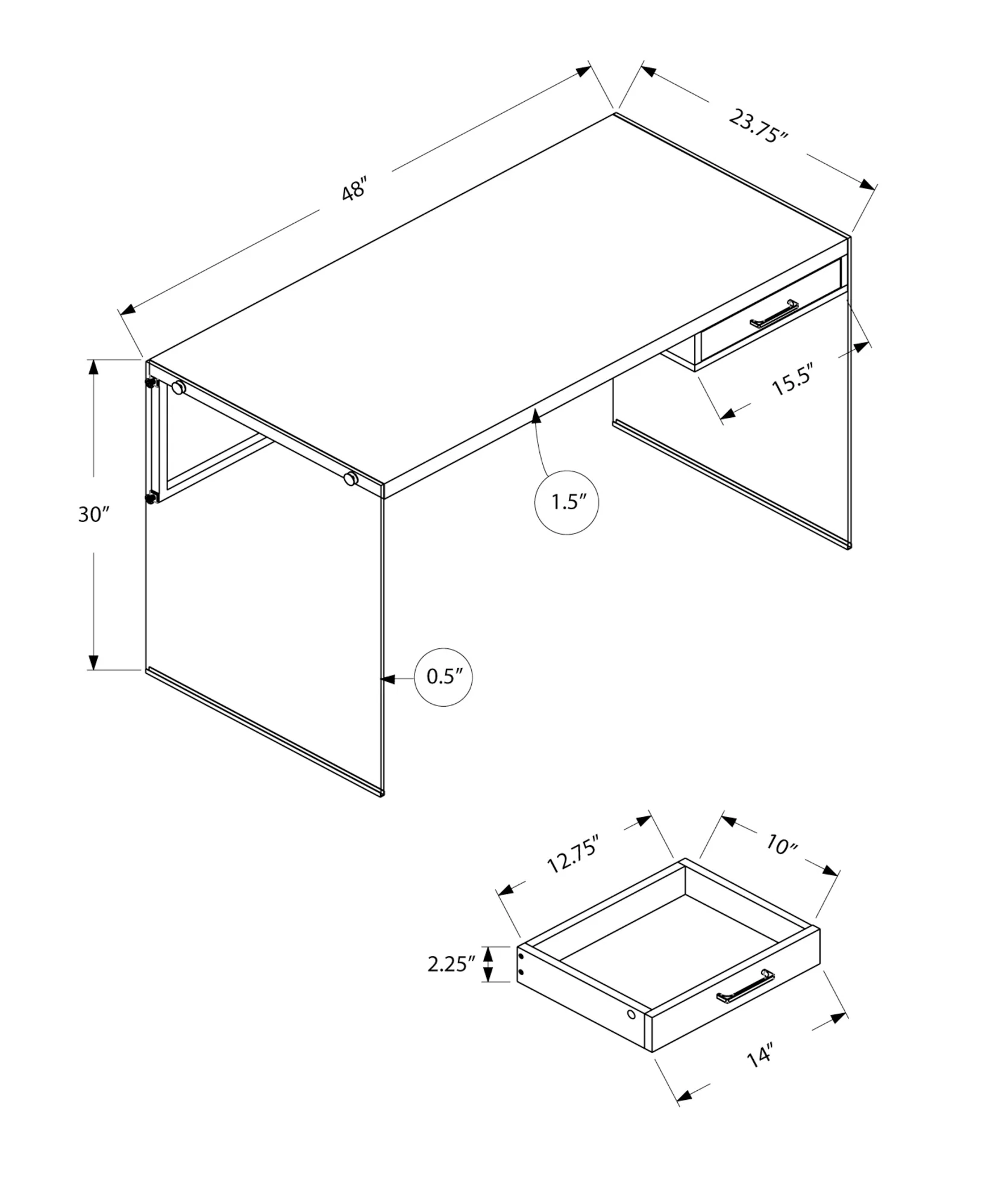 Brown Black Clear Particle Board Computer Desk By Homeroots - Image 3