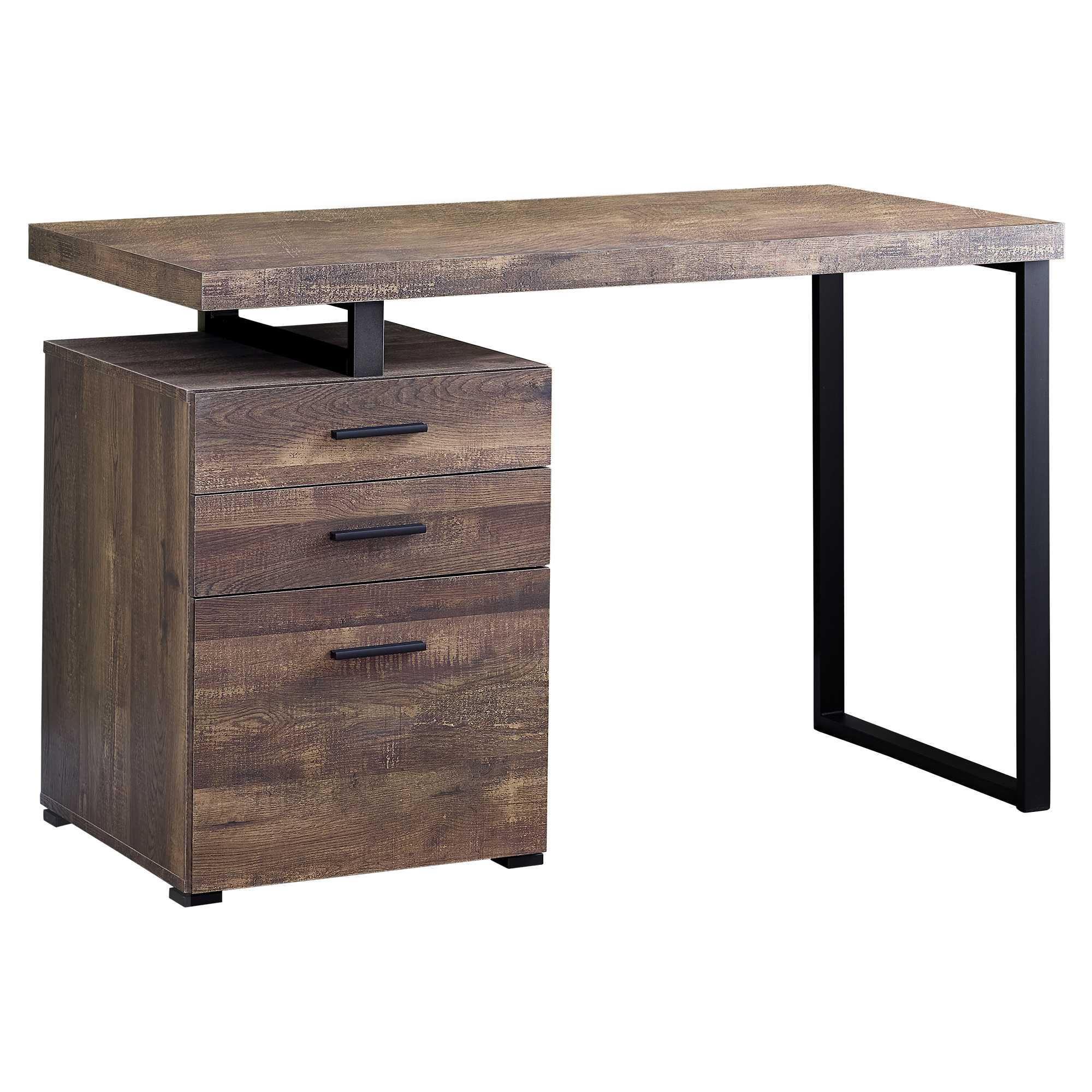 Brown Black Particle Board Hollow Core Metal Computer Desk By Homeroots - 333509 - Image 2