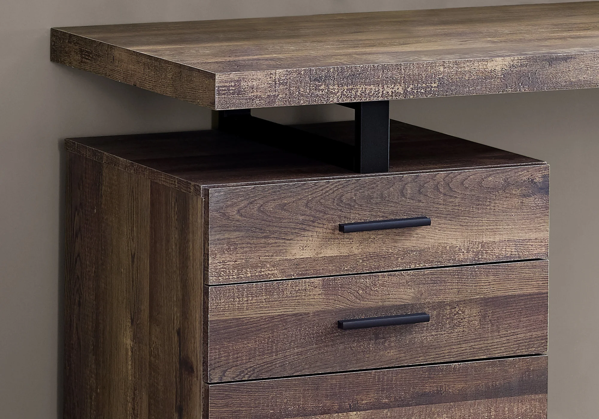Brown Black Particle Board Hollow Core Metal Computer Desk By Homeroots - 333509 - Image 3