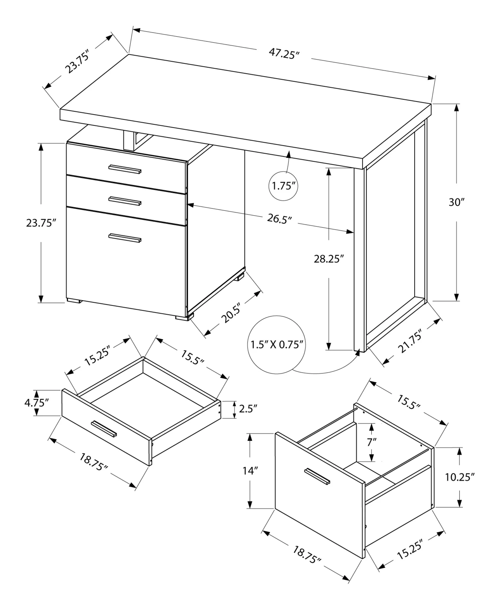 Brown Black Particle Board Hollow Core Metal Computer Desk By Homeroots - 333509 - Image 8