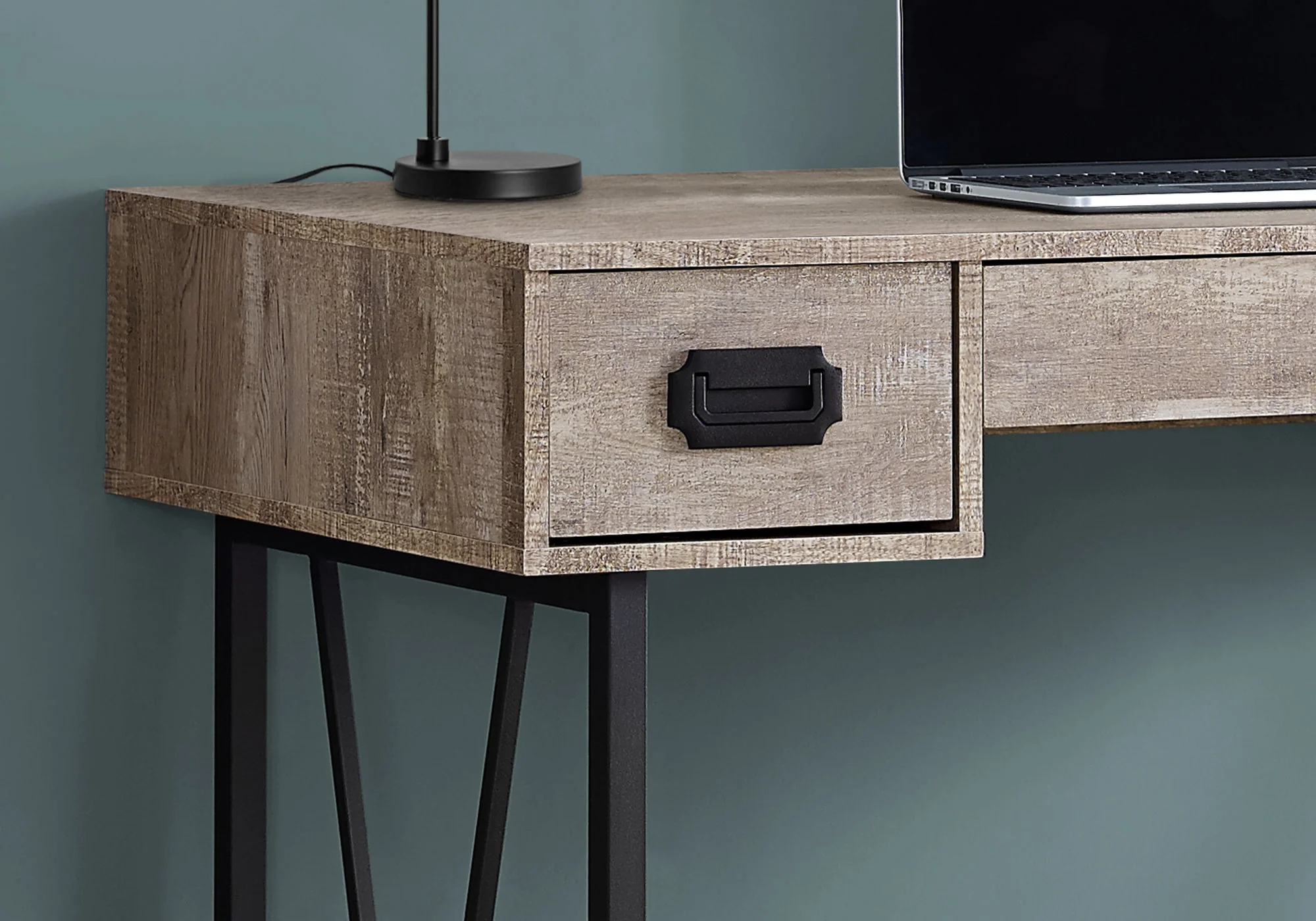 Brown Black Particle Board Hollow Core Metal Computer Desk By Homeroots - 333513 - Image 10