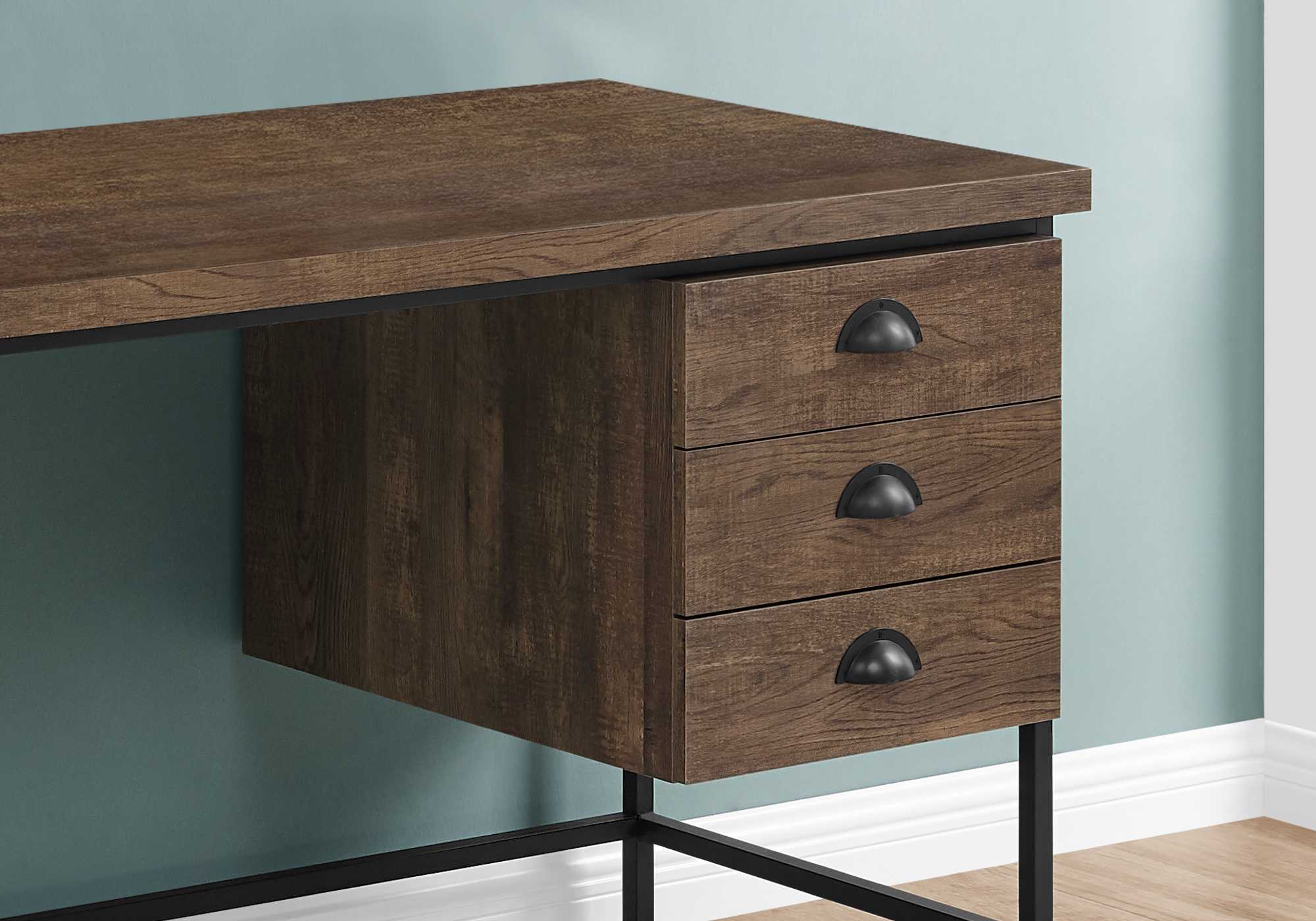 Brown Black Particle Board Hollow Core Metal Computer Desk By Homeroots - 333550 - Image 2
