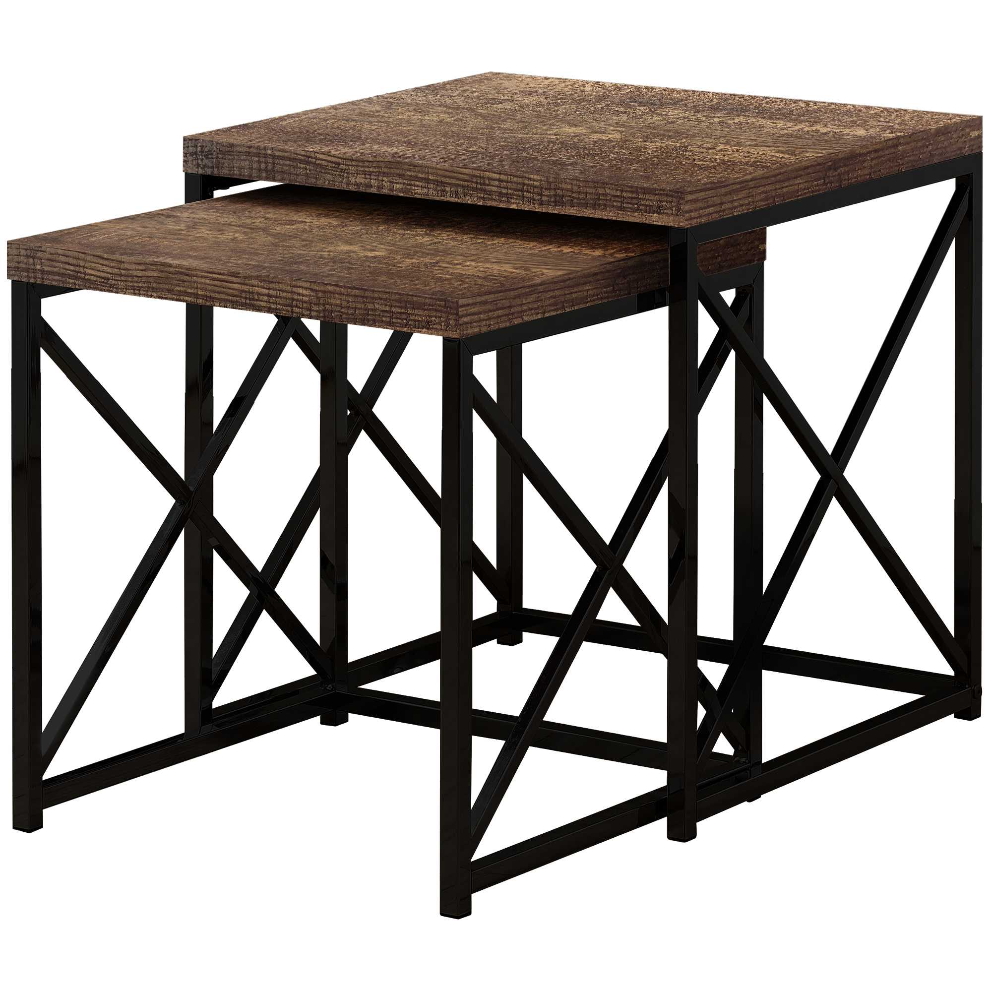 Brown Black Particle Board Metal 2pcs Nesting Table Set By Homeroots - Image 2