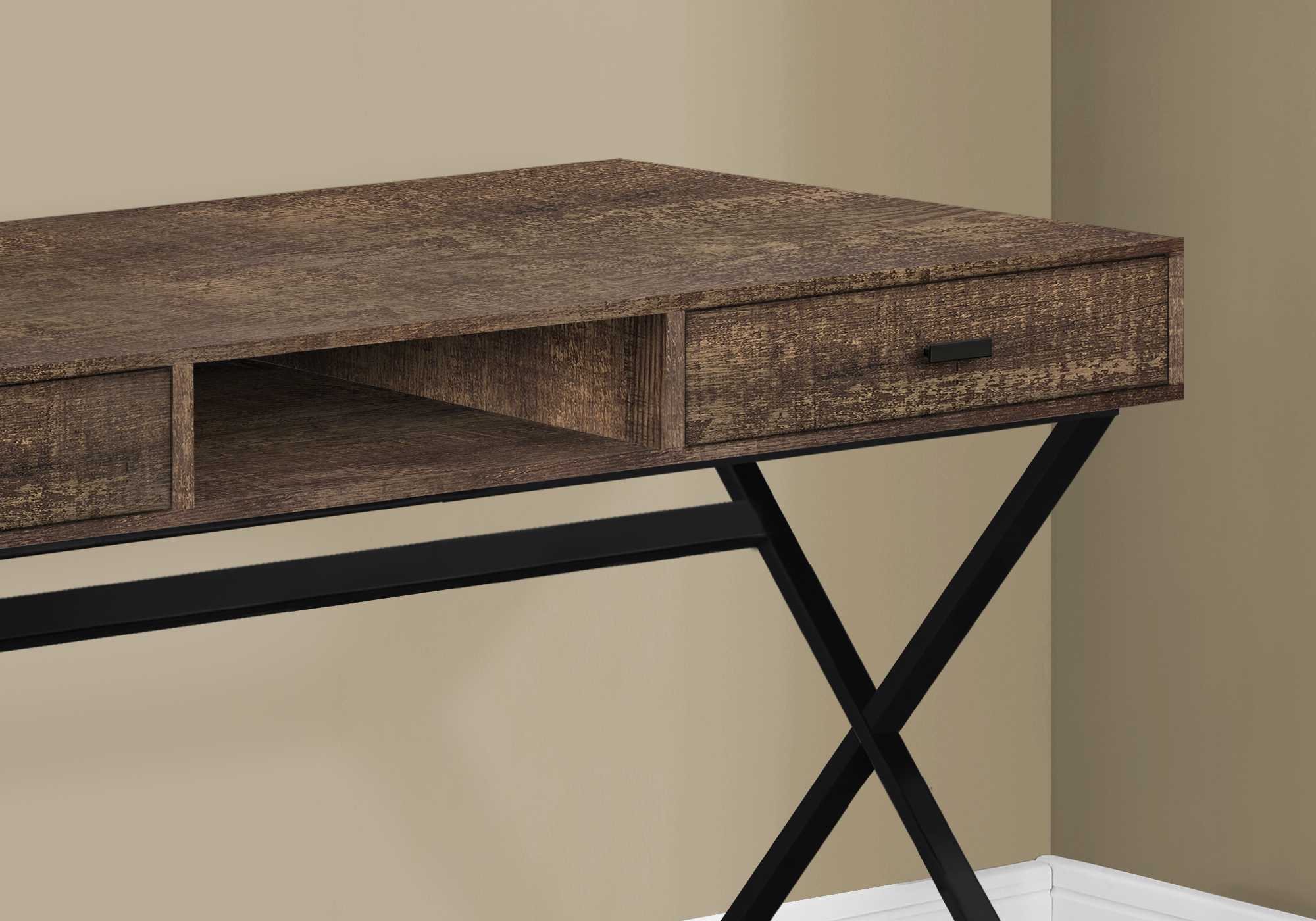 Brown Black Particle Board Metal Computer Desk By Homeroots - 333544 - Image 2
